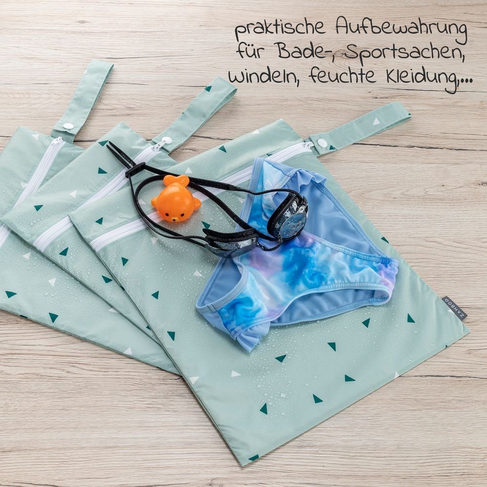 Reißverschluss Zamboo Windeltasche Windeltasche mit 3er Triangel - Pack - Mintgrün, Schlaufe Nassbeutel Nasstasche und