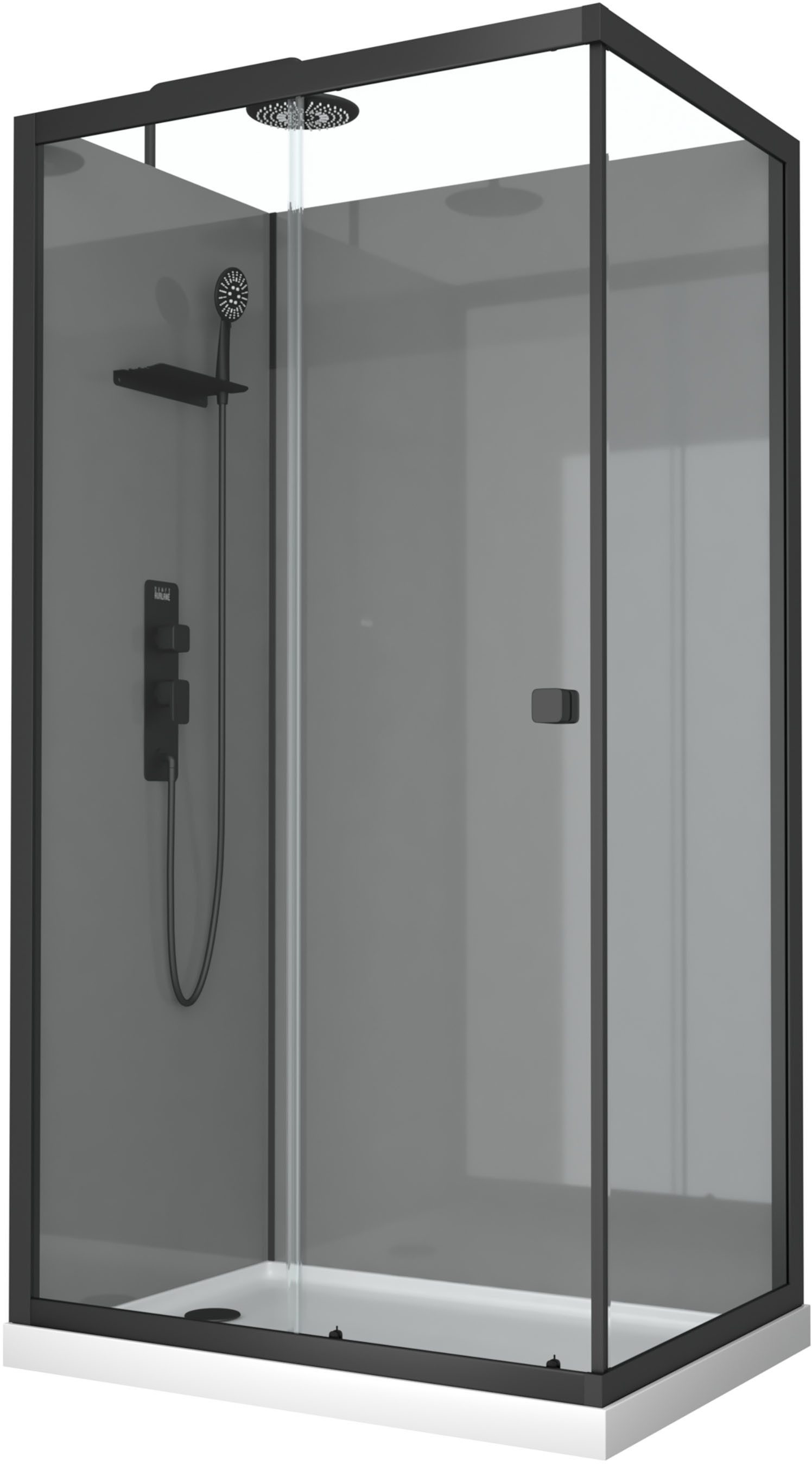 Marwell Komplettdusche Grey Style Rectangle, BxT: 110x80 cm, Fertigdusche mit 5mm gehärtetem Glas