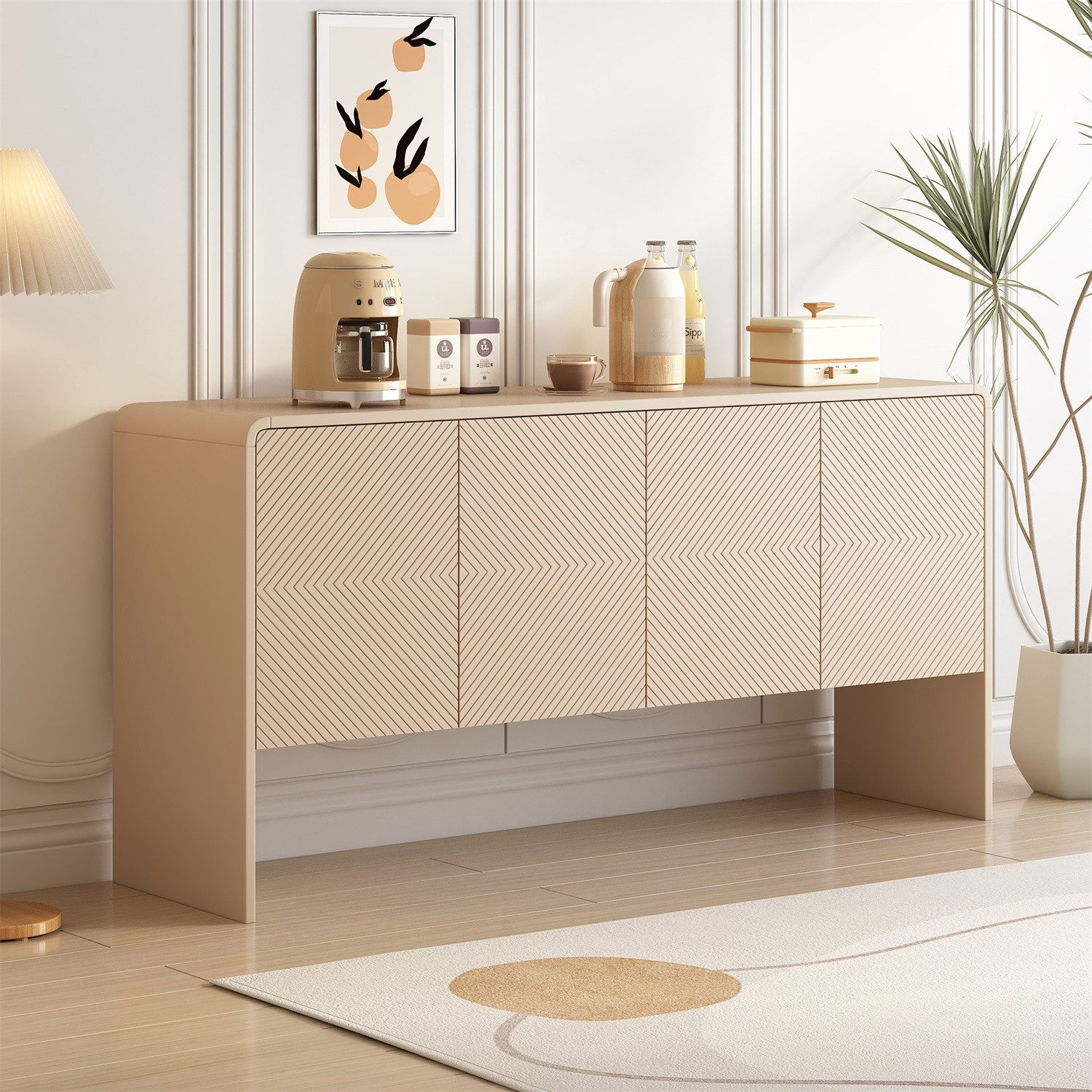 Kommode Großer Sideboard, 4 Türen und Rückstoßvorrichtung