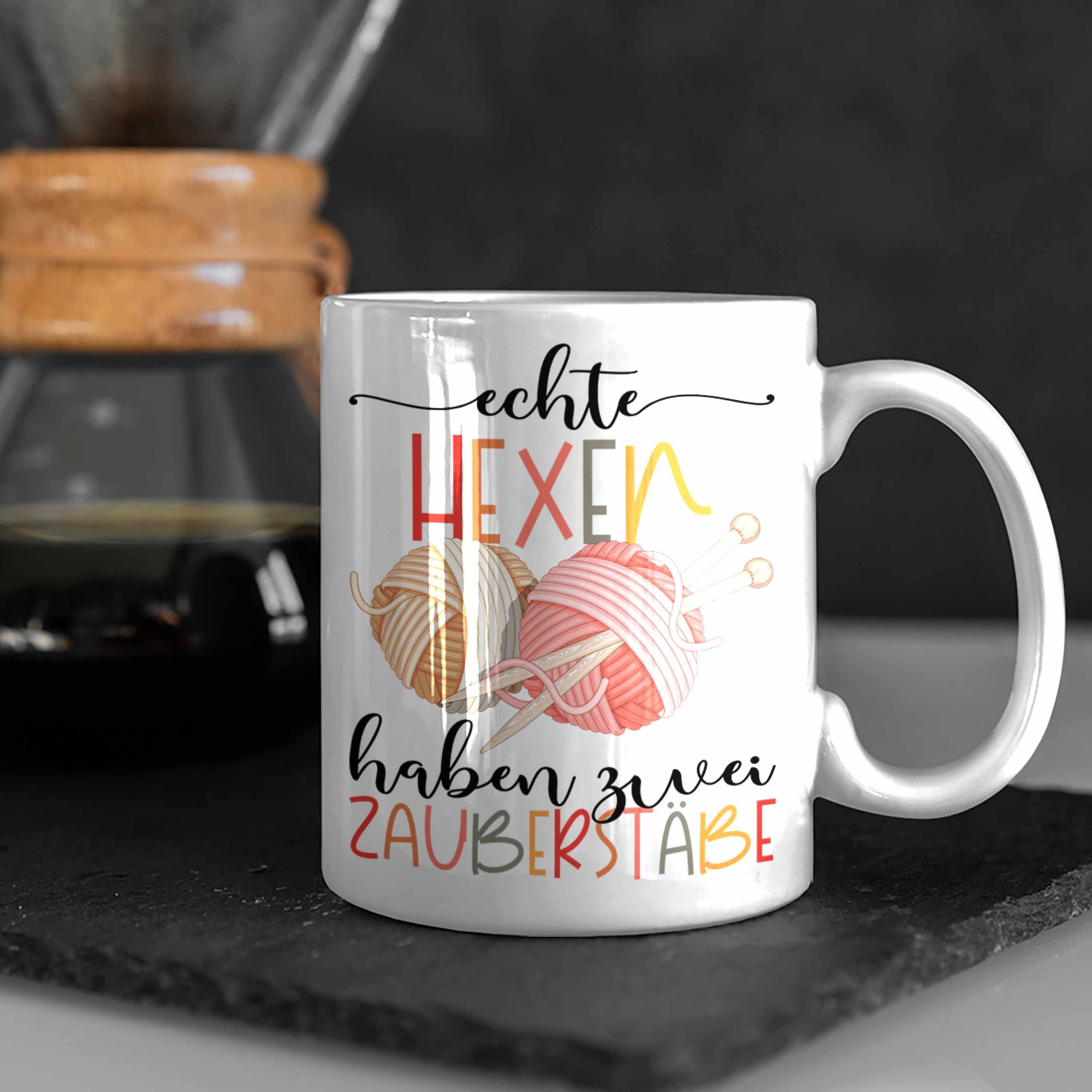 Trendation Häckeln 2 Stricken Haben Tasse Gesche Geschenk Echte Hexen Weiss Zauberstäbe Tasse