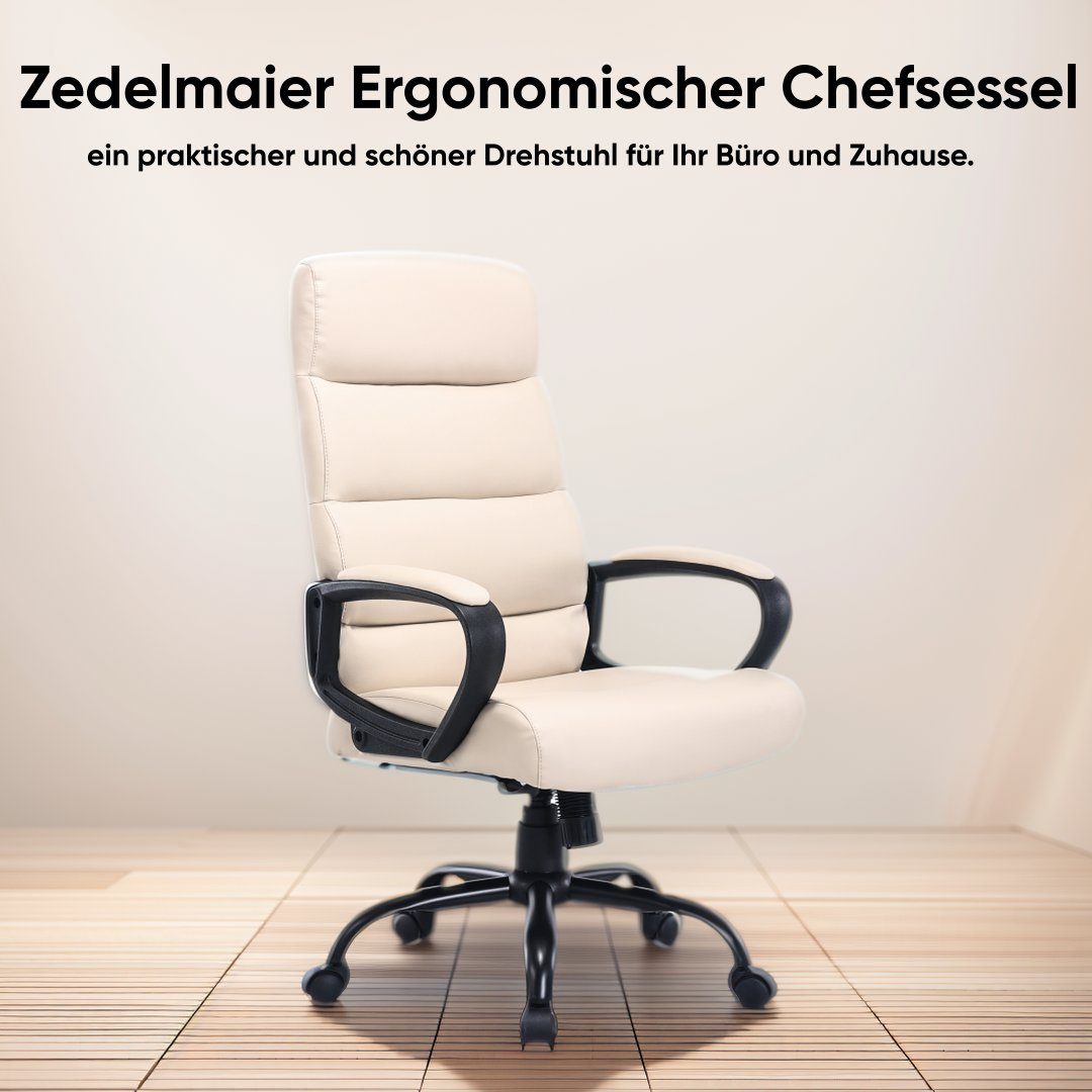 mit gepolsterter ergonomisch Kunstleder, Rückenlehne, wippmechanik Zedelmaier Stuhl Weiß Bürostuhl Gaming Drehstuhl, chefsessel hoher bürostuhl,