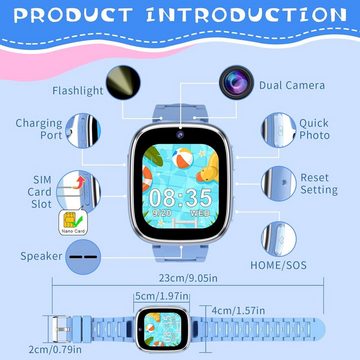 Ucani Telefon für Kids 3-12 Jahre Geschenk Smartwatch, mit Anruf, SOS, Spiele, Schrittzähler, Musik, Kamera, Wecker, Hörbuch