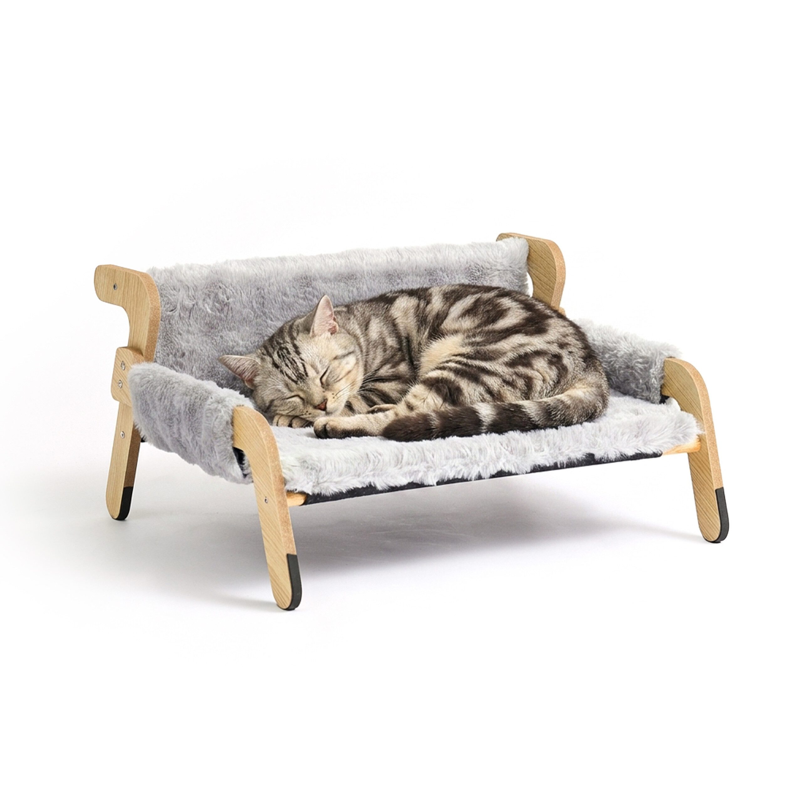 relaxdays Tierbett Erhöhtes Katzenbett mit Plüsch, grau