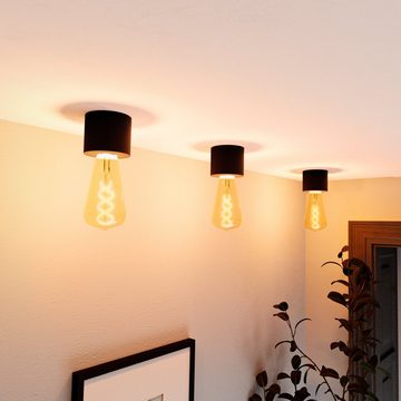 SSC-LUXon Aufbauleuchte NAMBI Deckenleuchte schwarz mit Edison LED E27 Vintage dimmbar, Extra Warmweiß