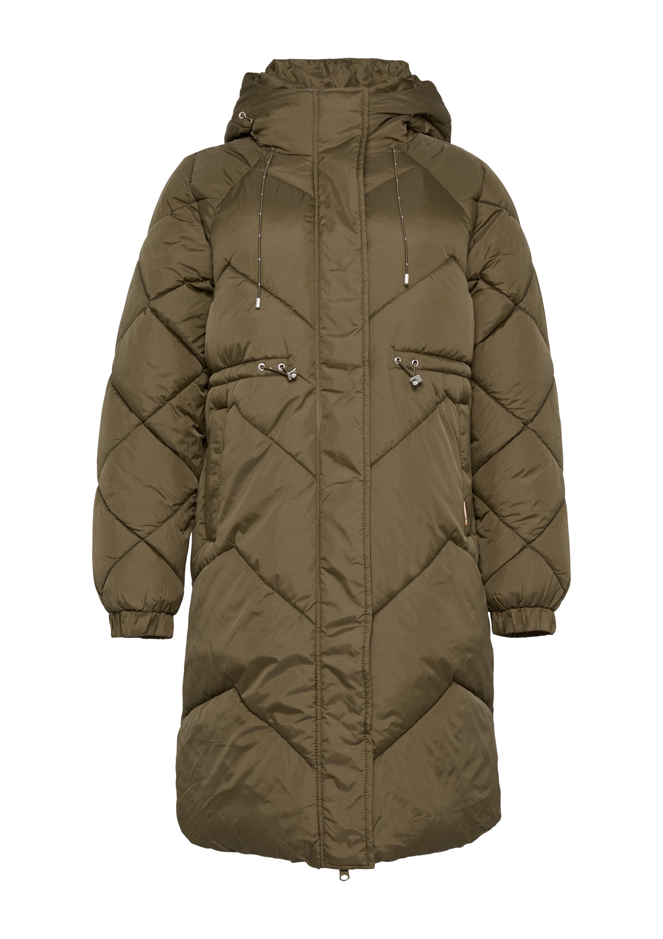 QS Wintermantel Outdoor-Mantel Wattierter Mantel mit Steppung und Kapuze günstig online kaufen