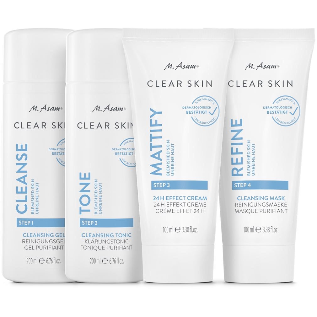 asambeauty Gesichtspflege-Set Gesichtspflege Routine für reine Haut 4-teilig