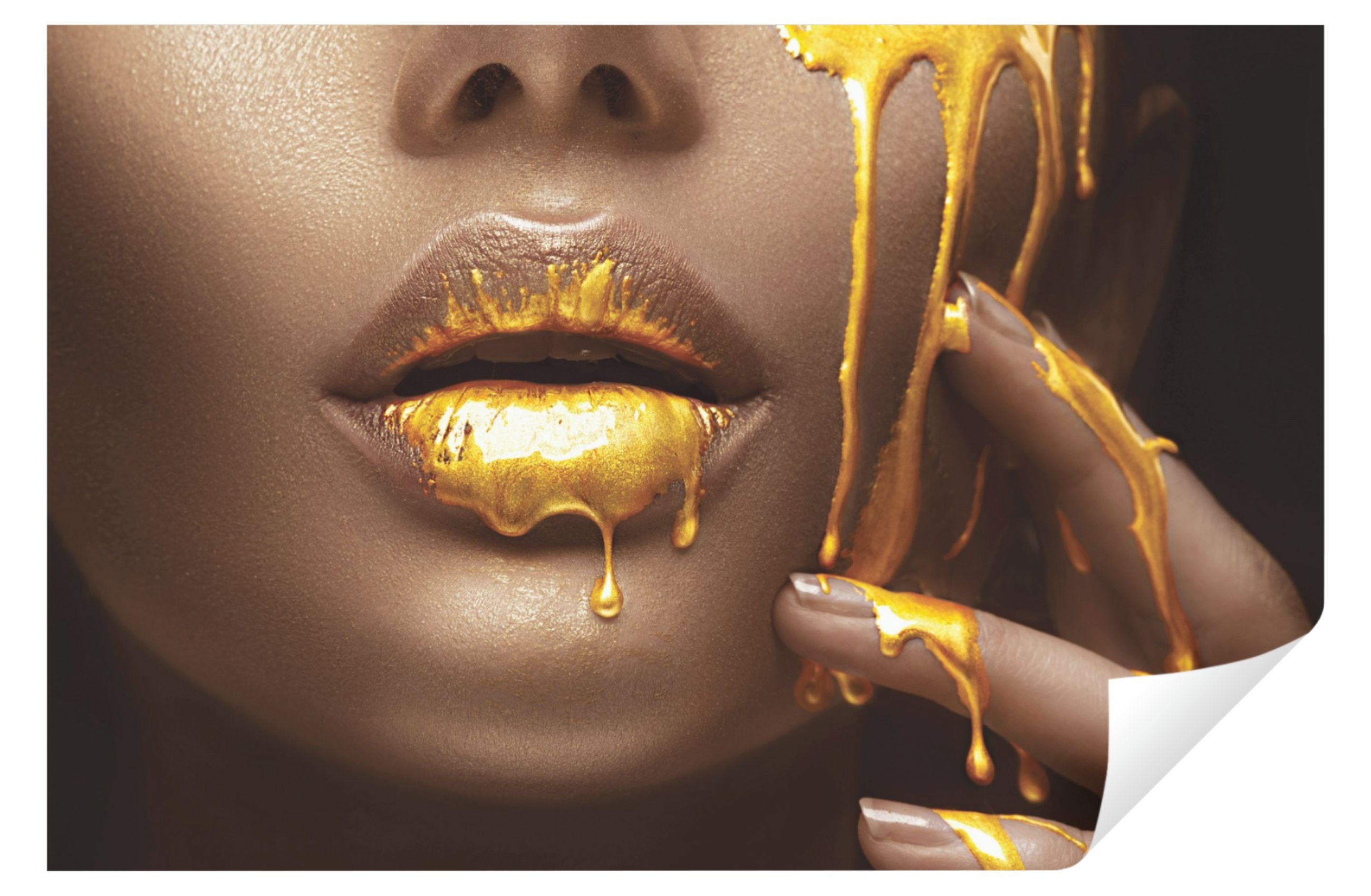 Wallarena Fototapete Frau Gold Maul Kunst günstig online kaufen