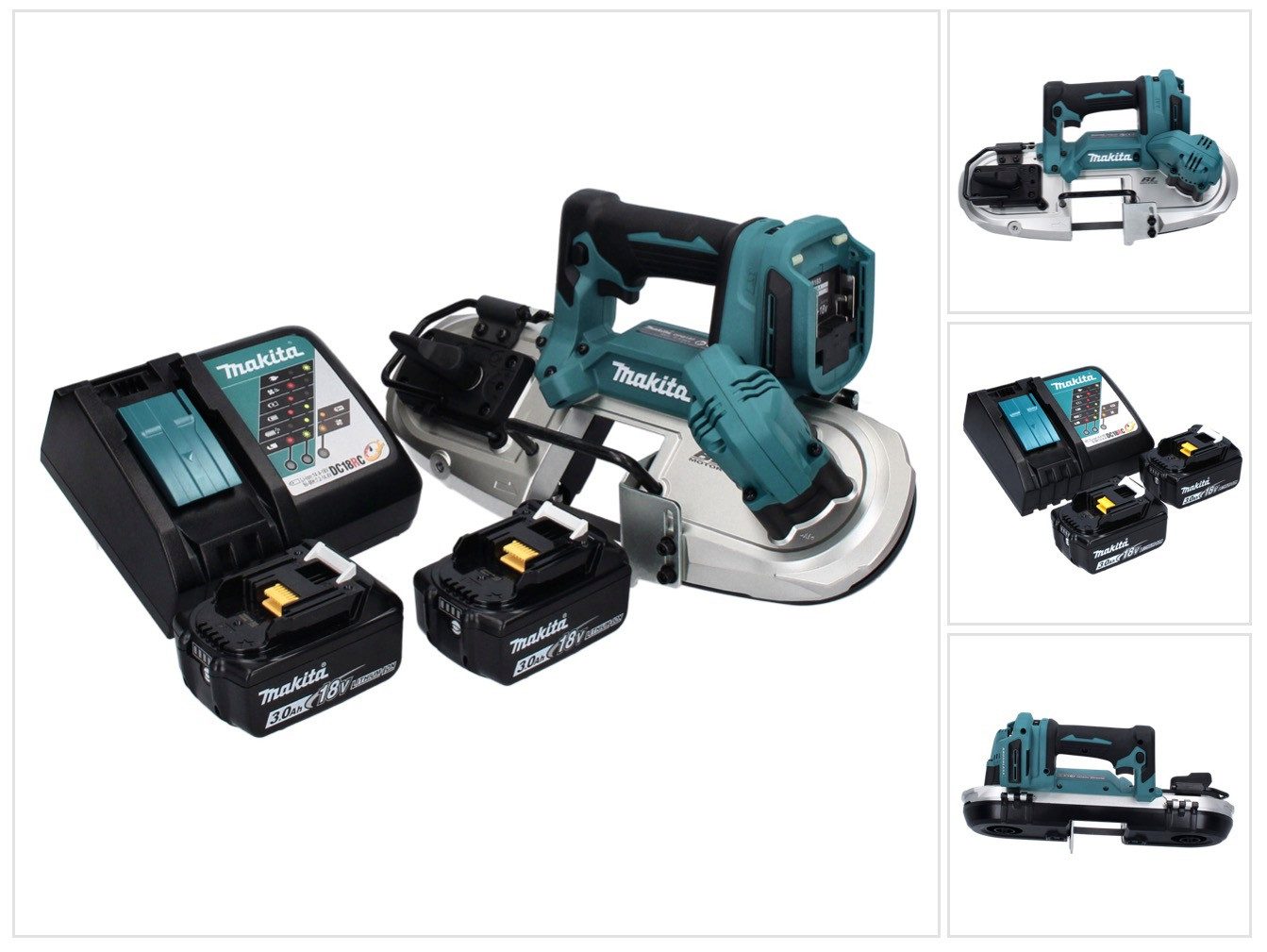 Makita Bandsäge DPB 183 RF Akku Bandsäge 18 V 66 mm Brushless + 2x Akku 3,0 Ah + Lade