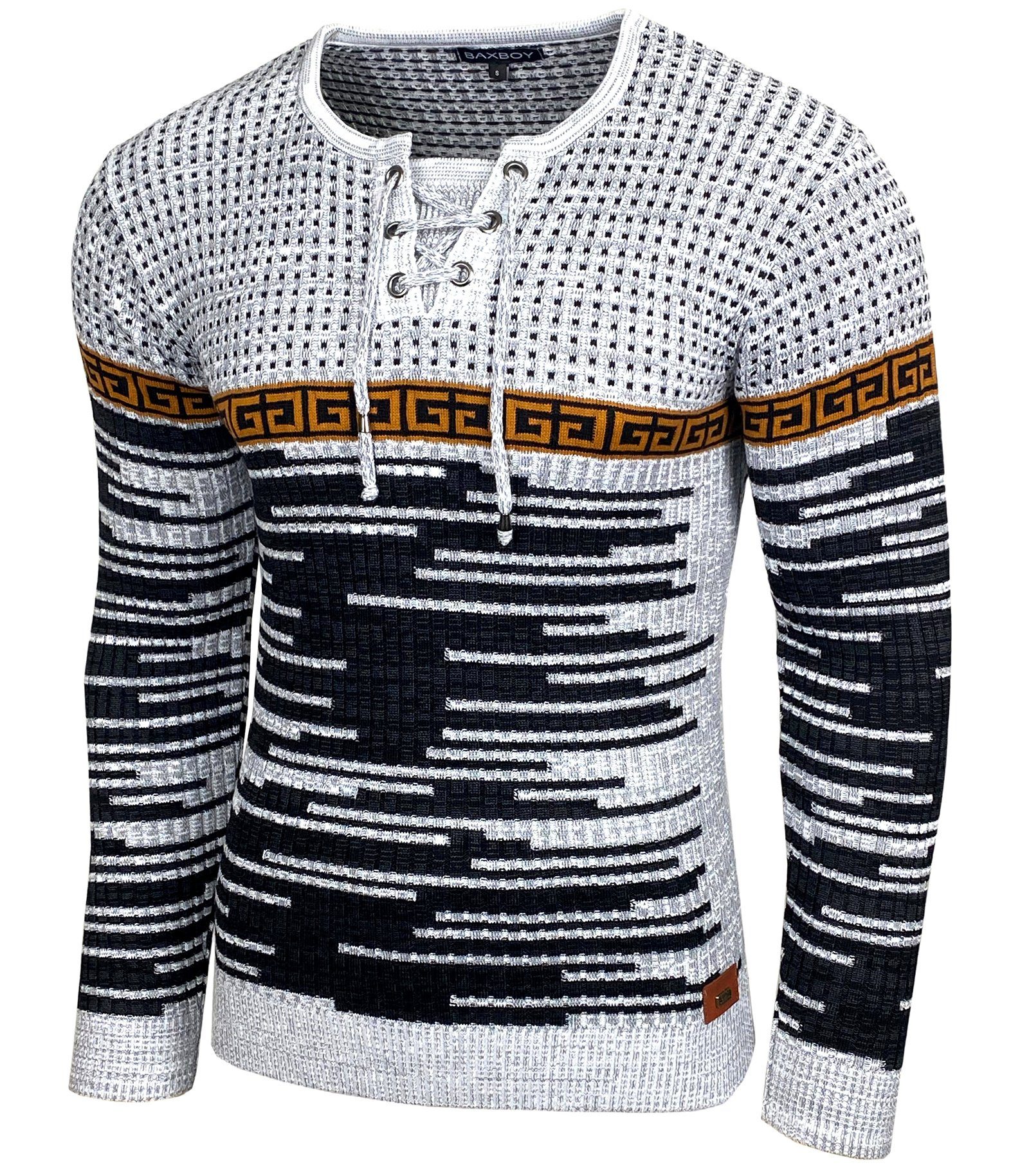 Baxboy Strickpullover BAXBOY Herren stylischer Rundhals Strick-Pullover B-52156