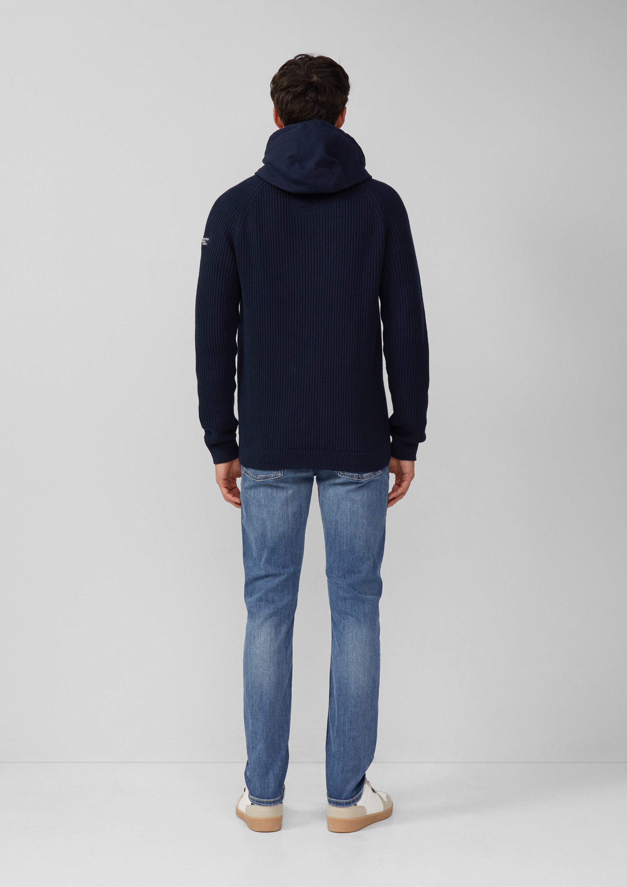 s.Oliver Cardigan Strickjacke Fabricmix-Strickjacke mit Kapuze und sportive günstig online kaufen