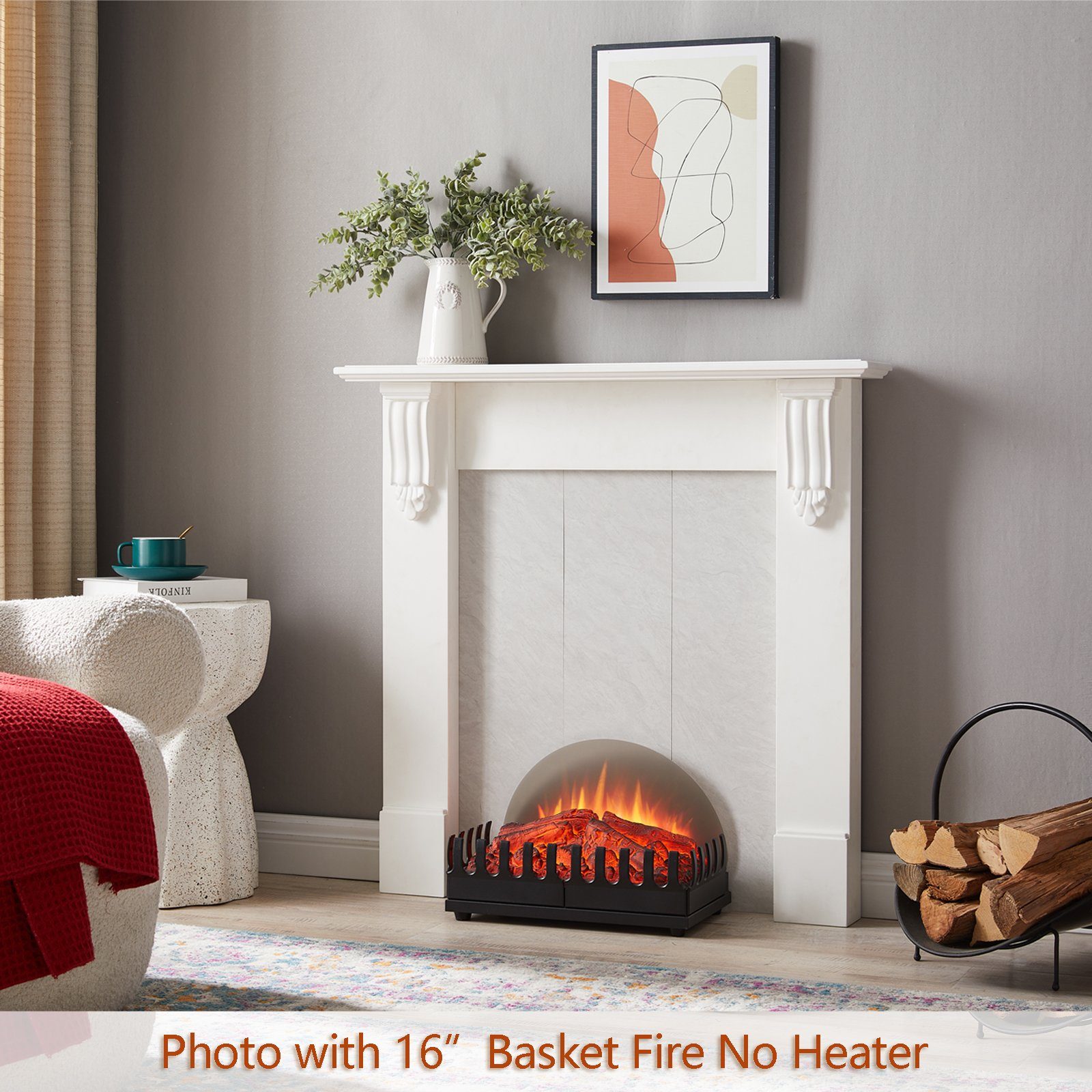 Balderia Elektrokamin Grace, Kaminmantel, Weiß mit hellgrau marmorierter Fe günstig online kaufen