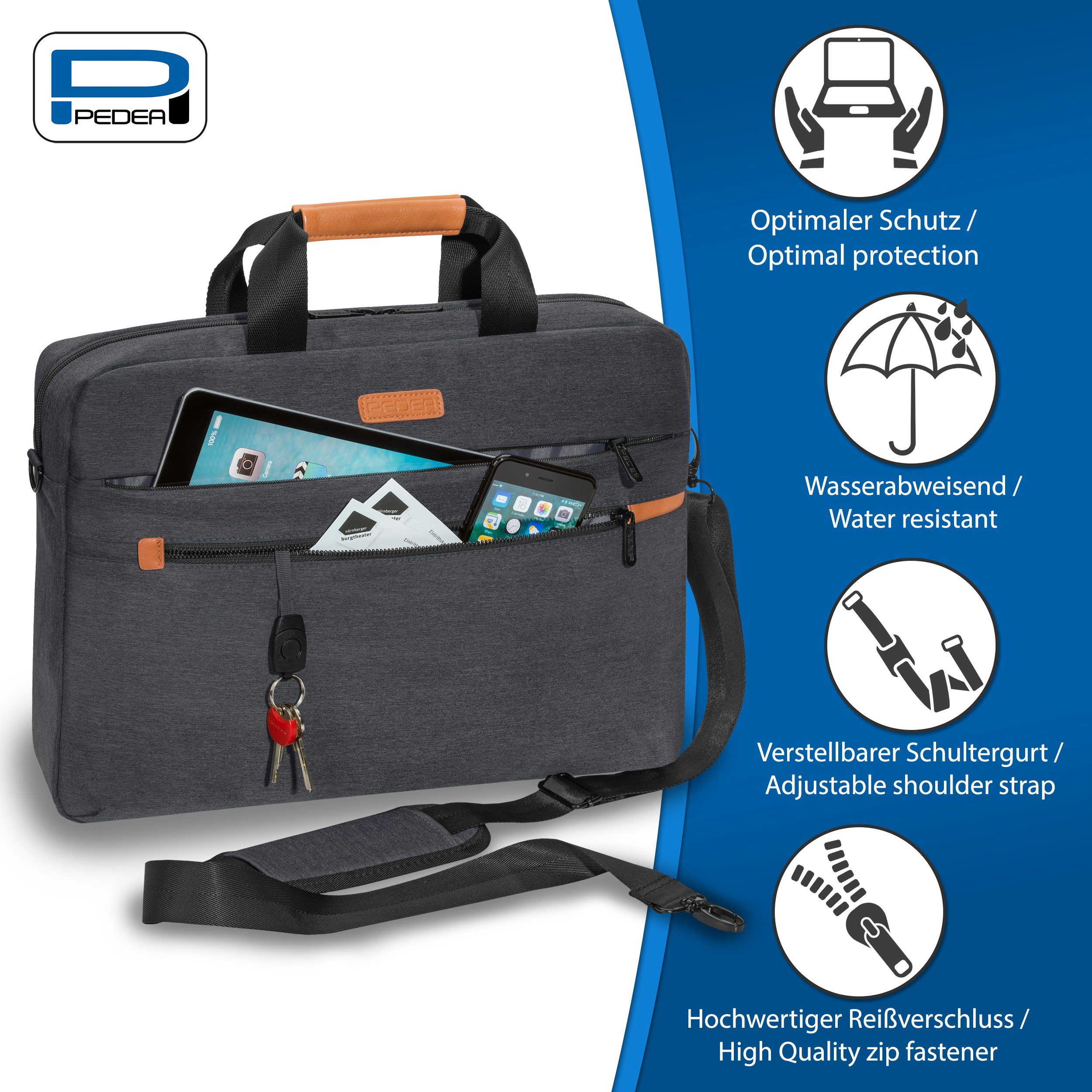 PEDEA Laptoptasche ELEGANCE Notebook Umhängetasche (17,3 Zoll (43,9 cm), Um günstig online kaufen