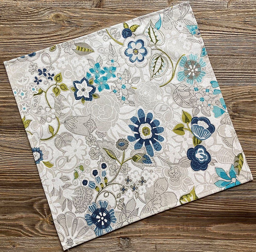 matches21 HOME & HOBBY Platzset Serviette Stoffserviette LARA Blüten Blumen bunt 48x48 cm, (1-St)