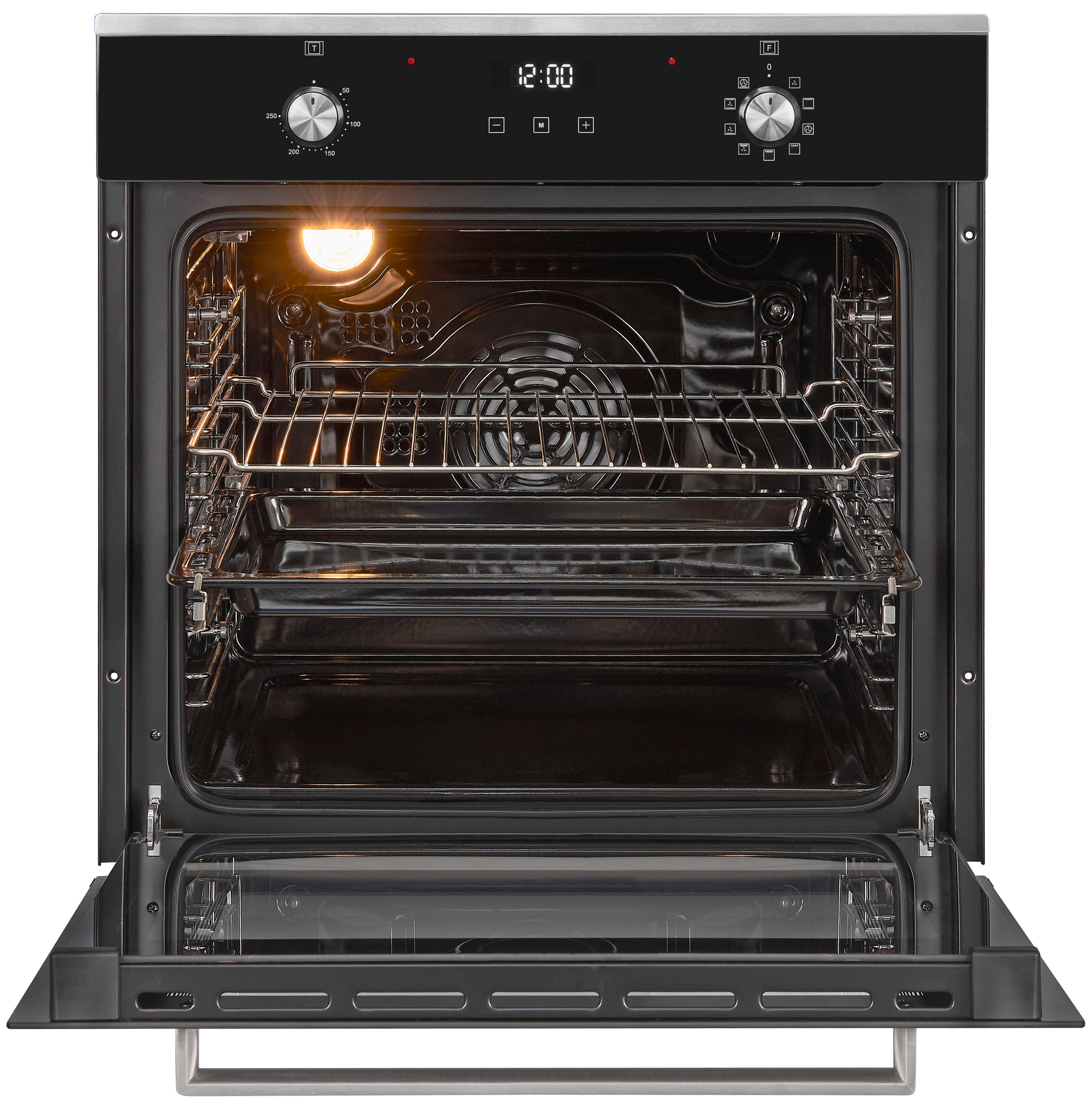 exquisit Backofen EBE76-9-H-020, mit 1-fach-Teleskopauszug, Pizzafunktion – ideal für Pizza, Focaccia und mehr!