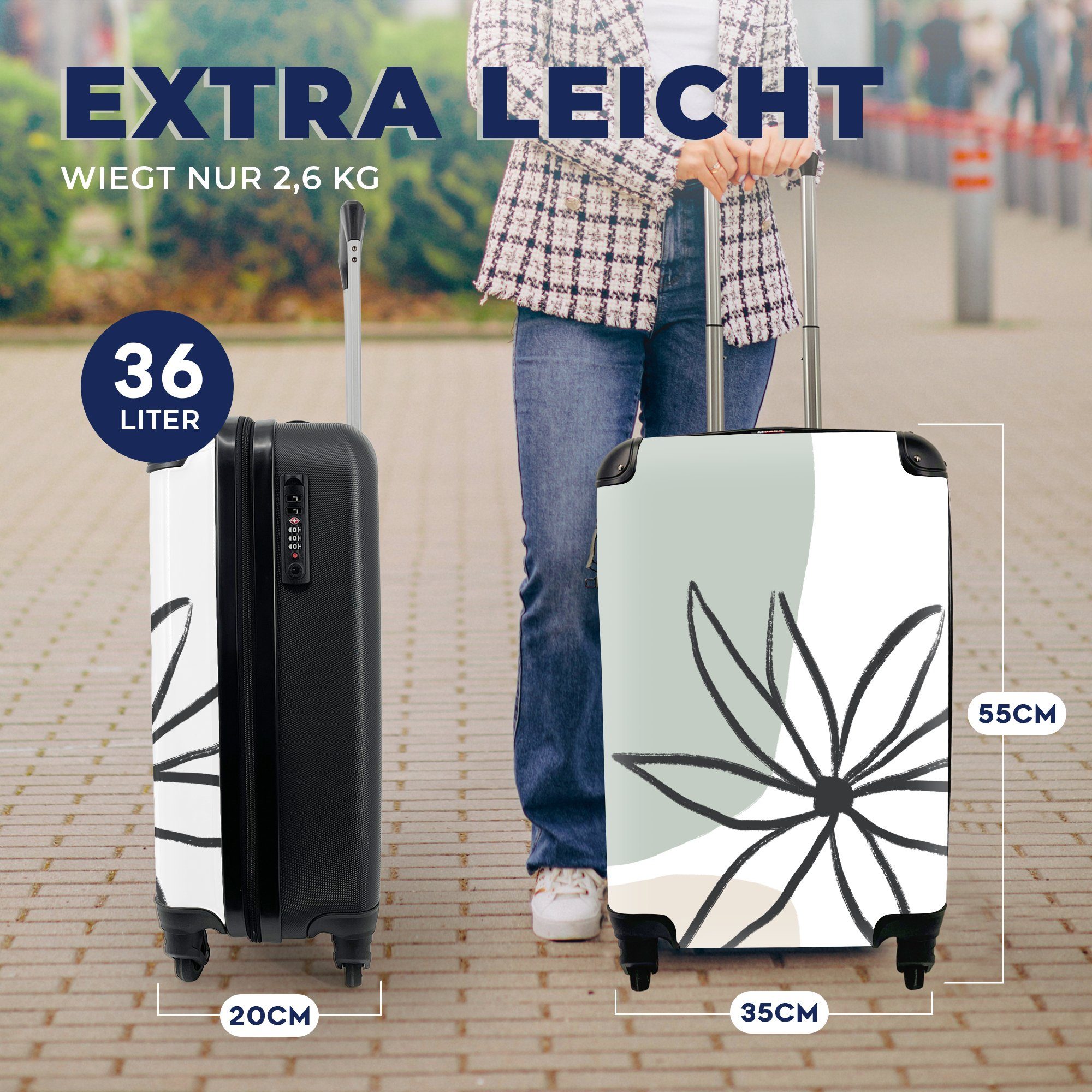 Pastell 4 Trolley, Minimalismus, Ferien, für Blume mit Reisekoffer rollen, Rollen, - Reisetasche MuchoWow - Handgepäckkoffer Handgepäck