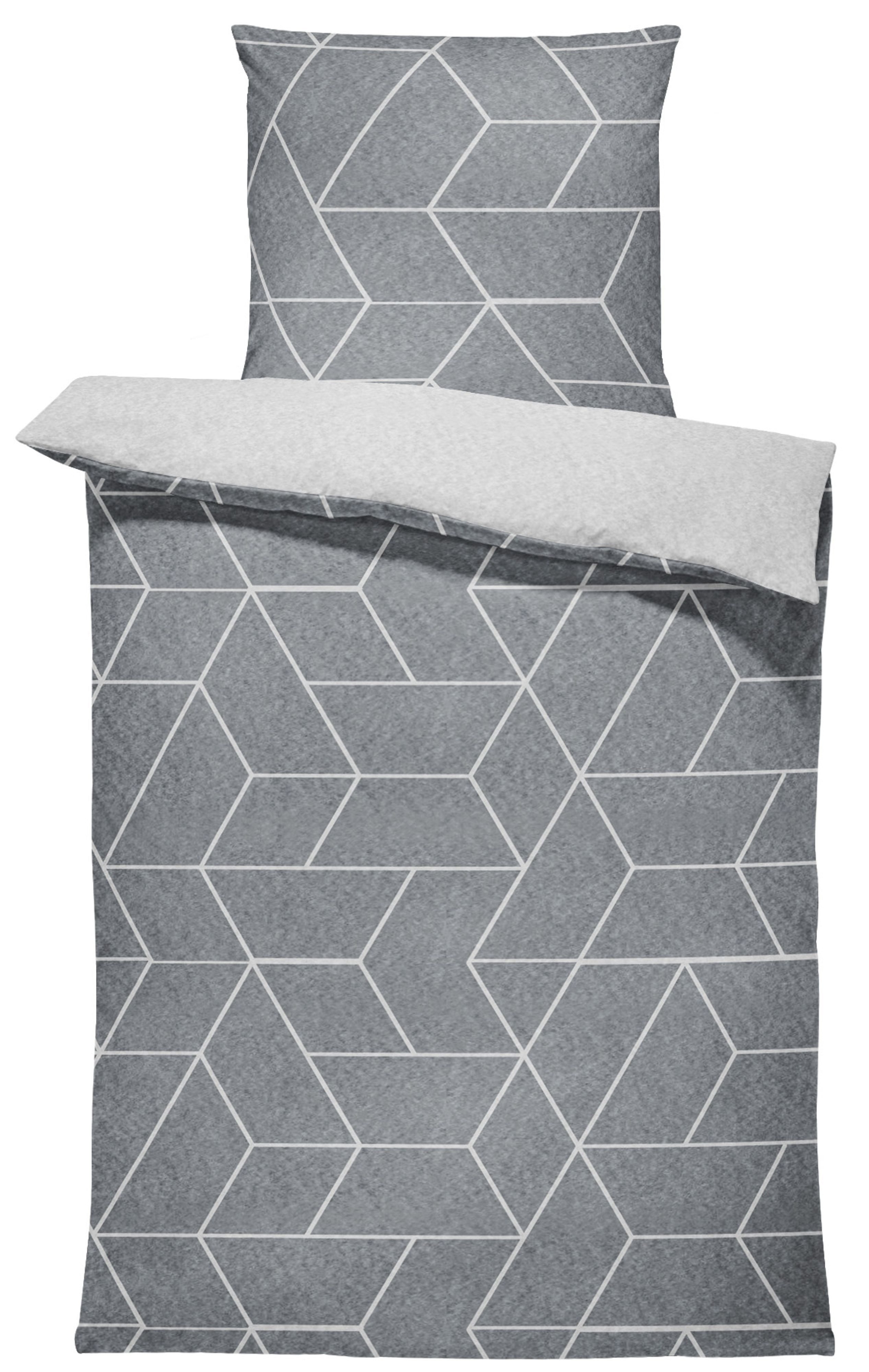 One Home Постельное белье Winter Thermofleece, Fleece, 3 teilig, Geometrisch Wende, kuschelig flauschig warm weich Modern