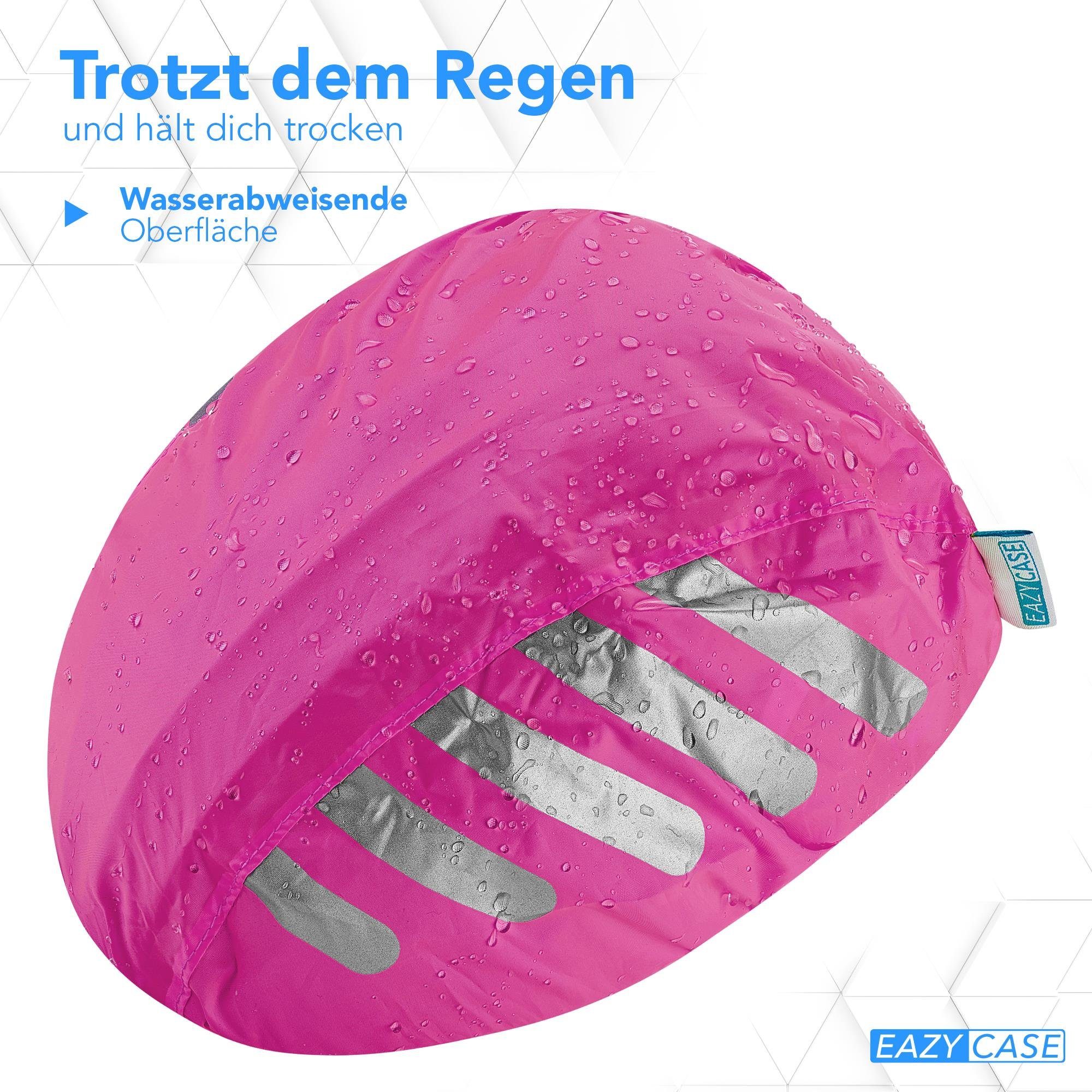 EAZY CASE Fahrradhelmüberzug Universal Reflektor Regenschutz für Helm, Regenhülle für Helme Reflektoren Fahrrad Helm Regenüberzug Pink Neon