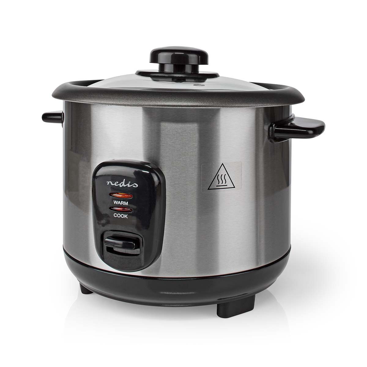 Nedis Reiskocher KARC110AL, 400 W, Familie zu Hause, 1,0 l, Warmhalten, Antihaft, edles Edelstahlgehäuse