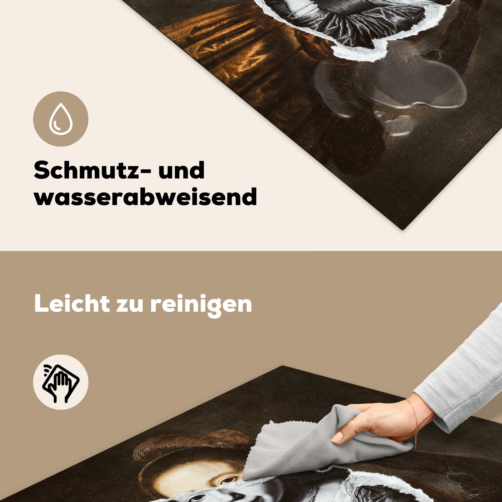 78x78 küche Kunst, cm, Spiegel tlg), Arbeitsplatte - Vinyl, für Dircksz - Ceranfeldabdeckung, Herdblende-/Abdeckplatte Elizabeth Santvoort MuchoWow (1 Dirck