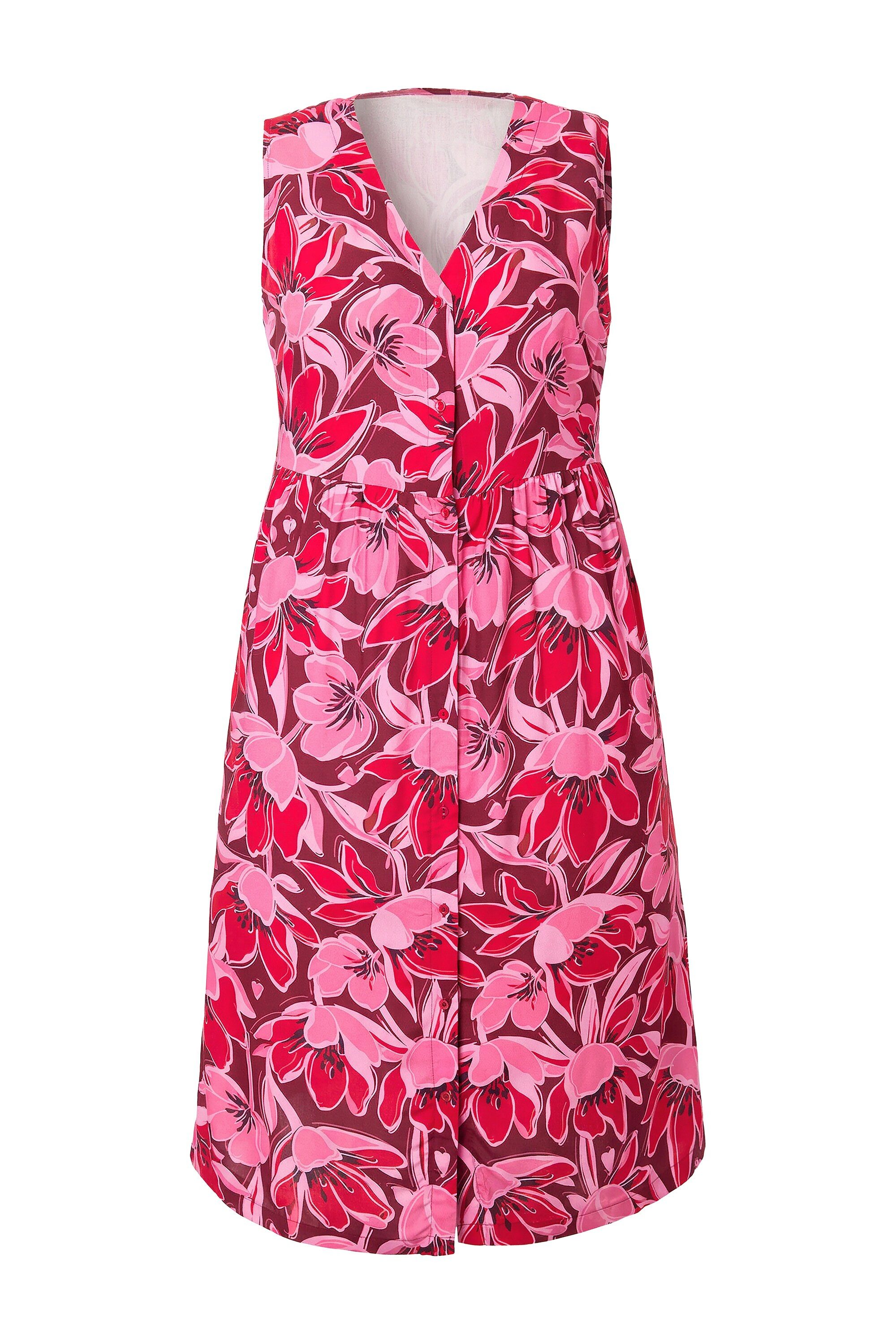 Jerseykleid Midikleid ärmellose A-Linie Blumenmuster