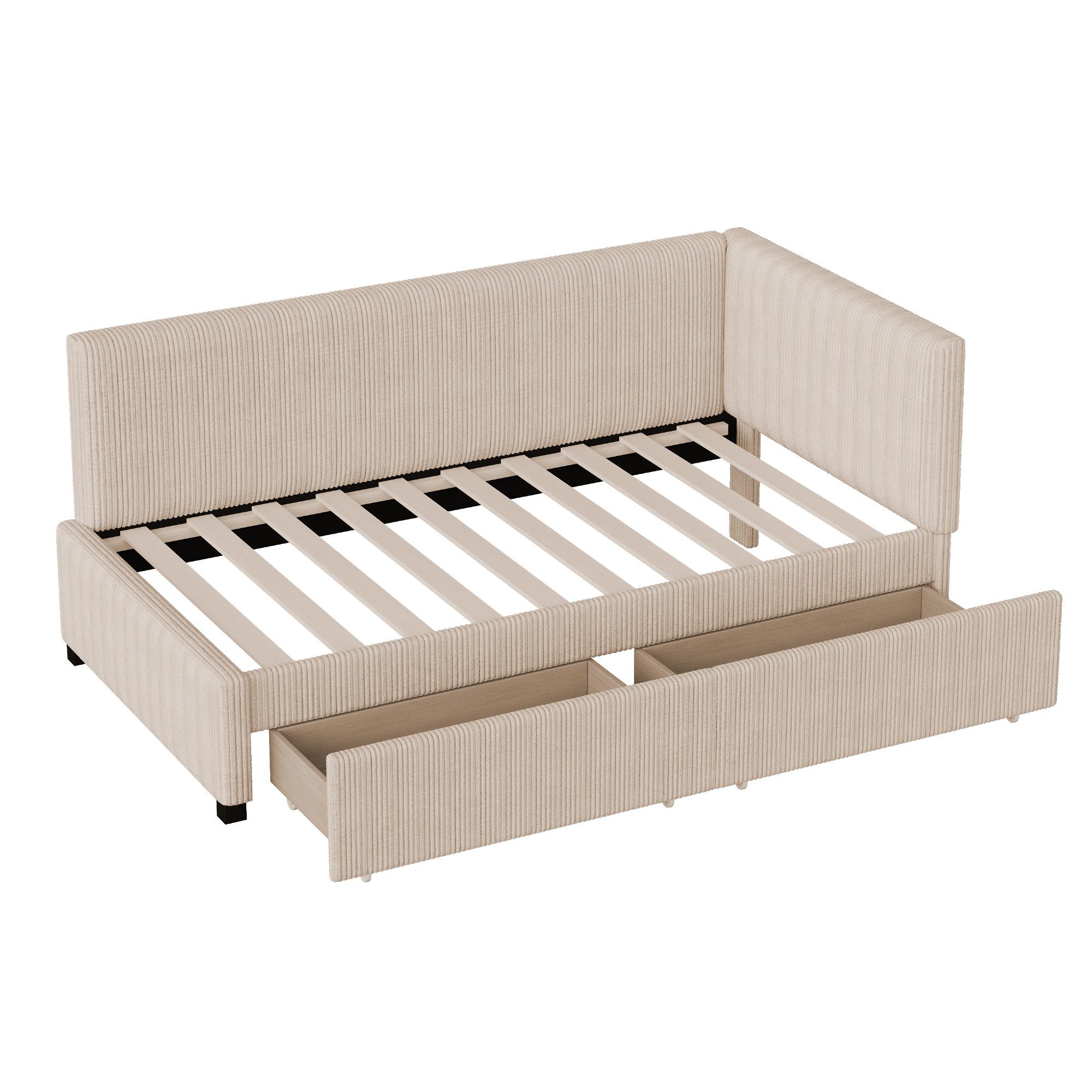 Merax Daybett (1 tlg), Polsterbett Schlafsofa 90x200cm mit Stauraumschubladen,Samt Tagesbett