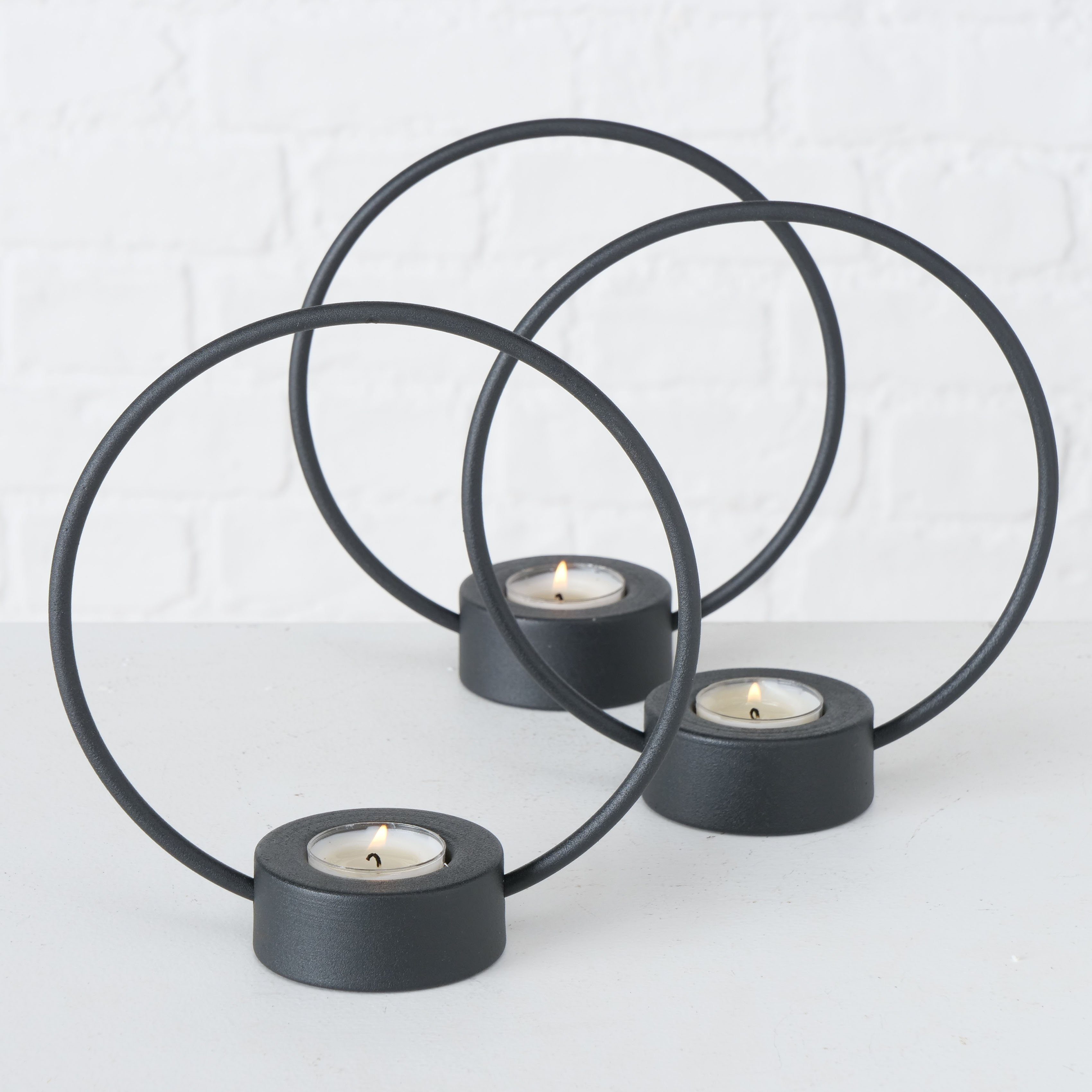 ca. Eisen, Rumba BOLTZE Kerzenhalter, 20 schwarz 18 cm Ø (Set, St), cm, 3 Teelichthalter aus ca. Höhe
