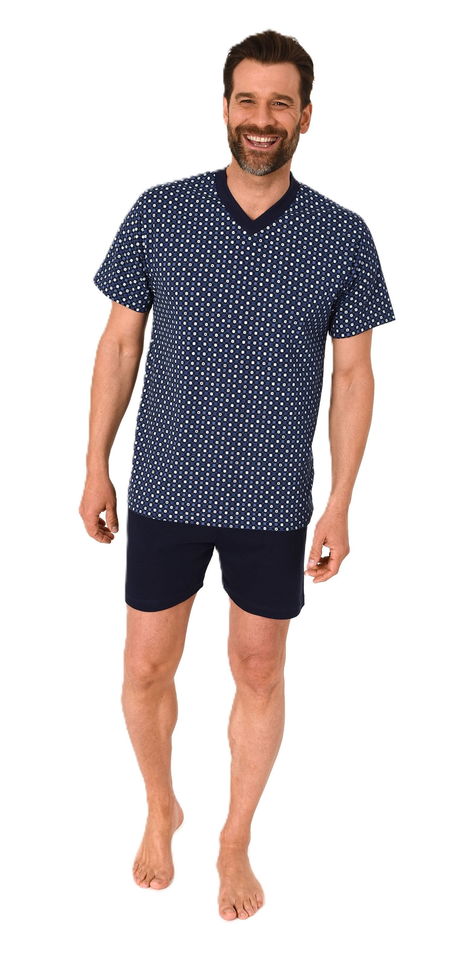 Normann Pyjama Herren kurzarm Schlafanzug Shorty Pyjama mit V-Hals günstig online kaufen