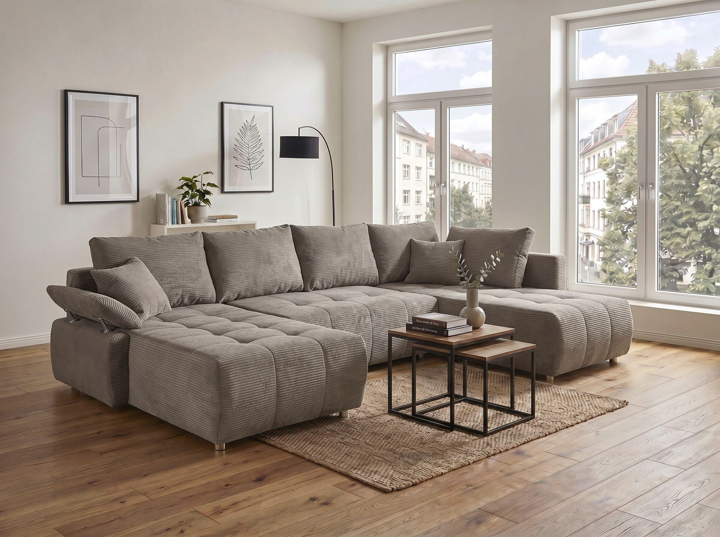 COLLECTION AB Wohnlandschaft Funtastic U-Form, B:288 cm, Schlaffunktion, Bettkasten, auch in Cord, Schlaffunktion, Bonnelfederkern, Rückenkissen, Armteilverstellung