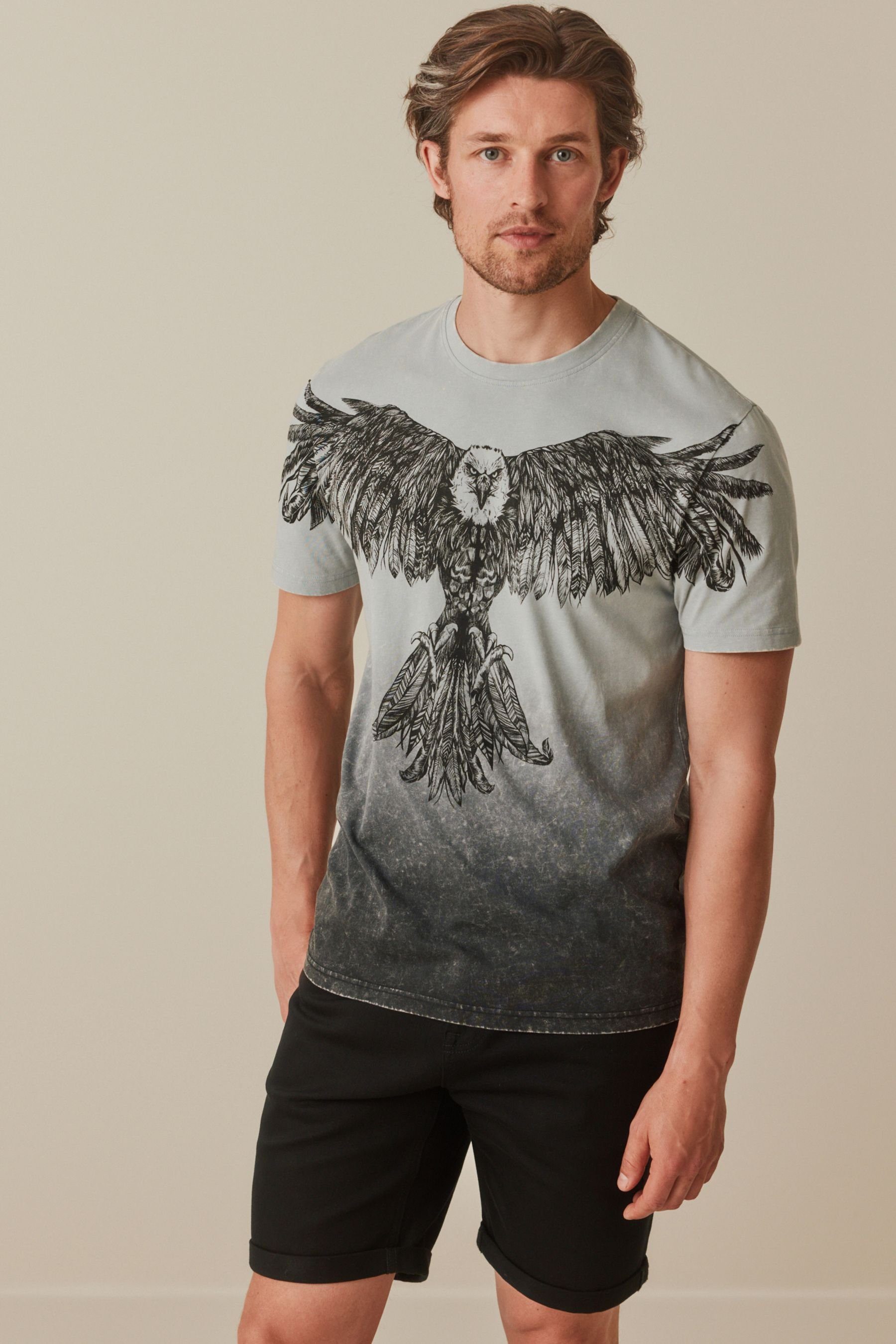 Next Print-Shirt Eagle T-Shirt Print mit Grey/Black (1-tlg)