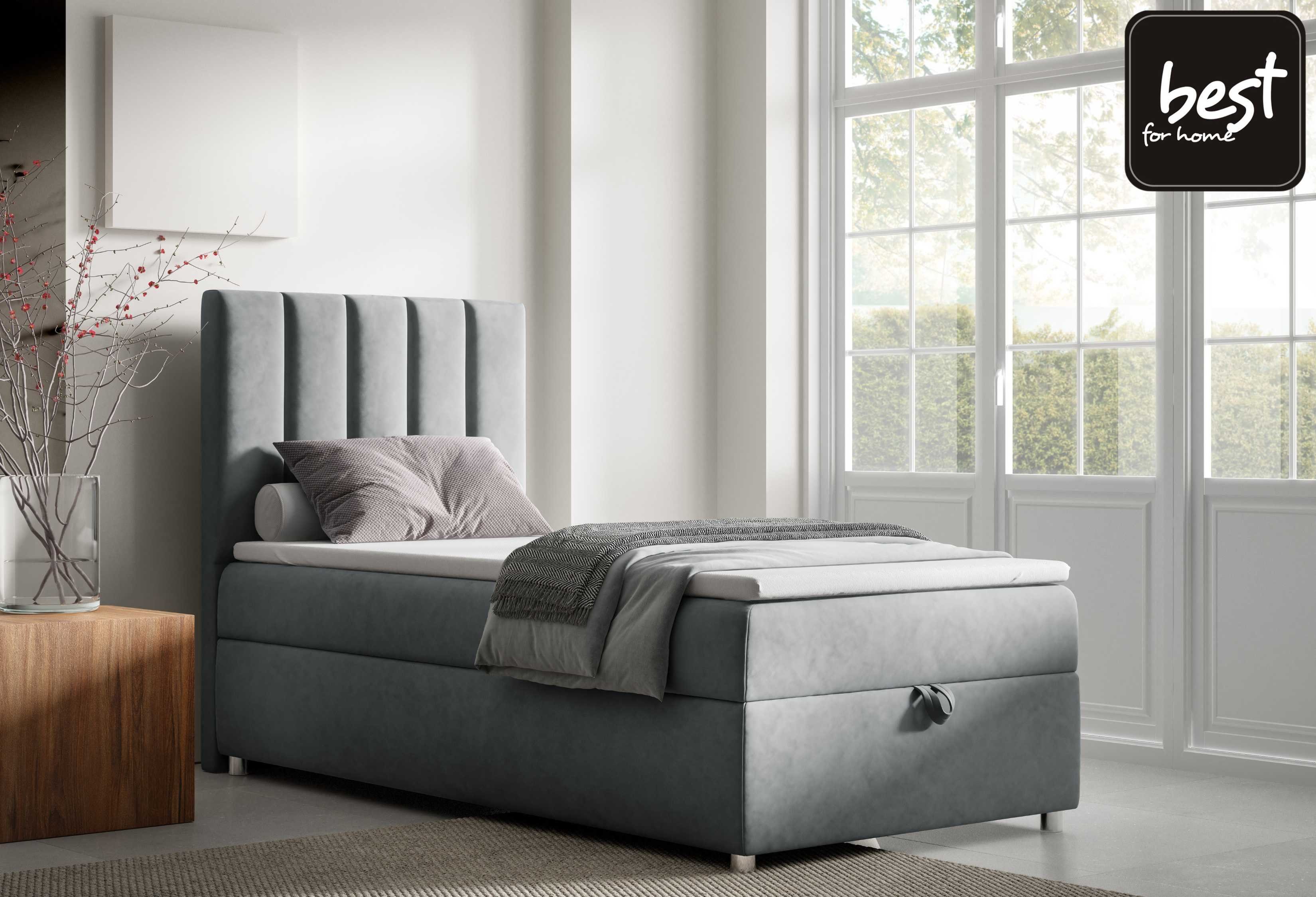 Home SINGLE inkl. Bettkasten K-10 Topper Boxspringbett for Trinity mit Best Bonellfederkern Grau