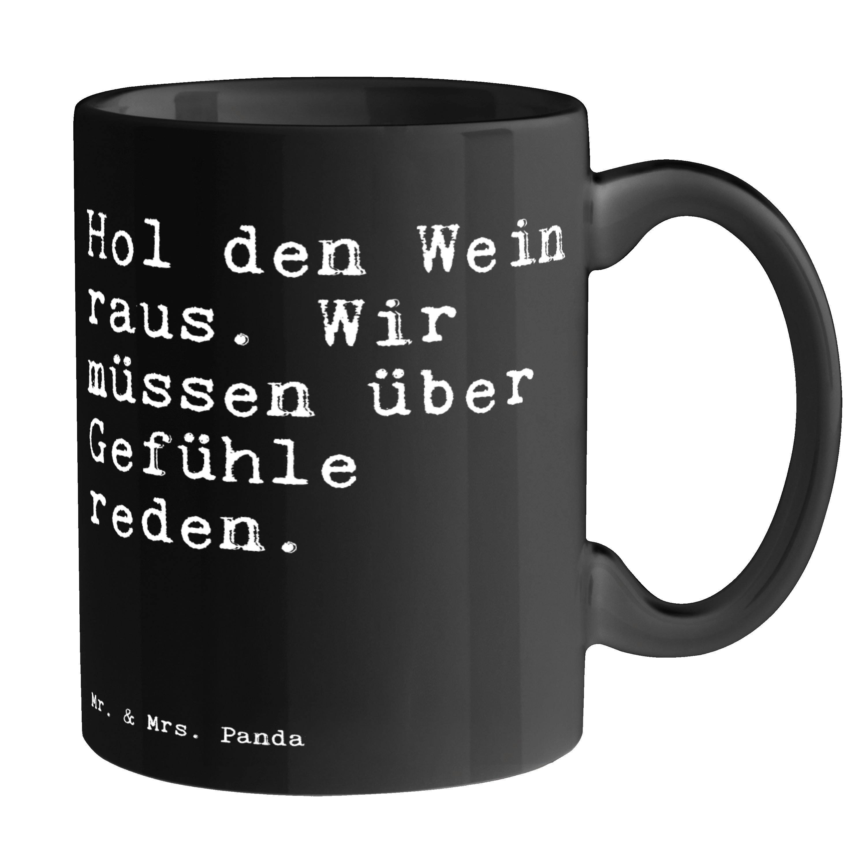 Mr. & Mrs. Panda Tasse Hol den Wein raus.... - Schwarz - Geschenk, Gastgeschenk, Büro, Beche, Keramik Schwarz