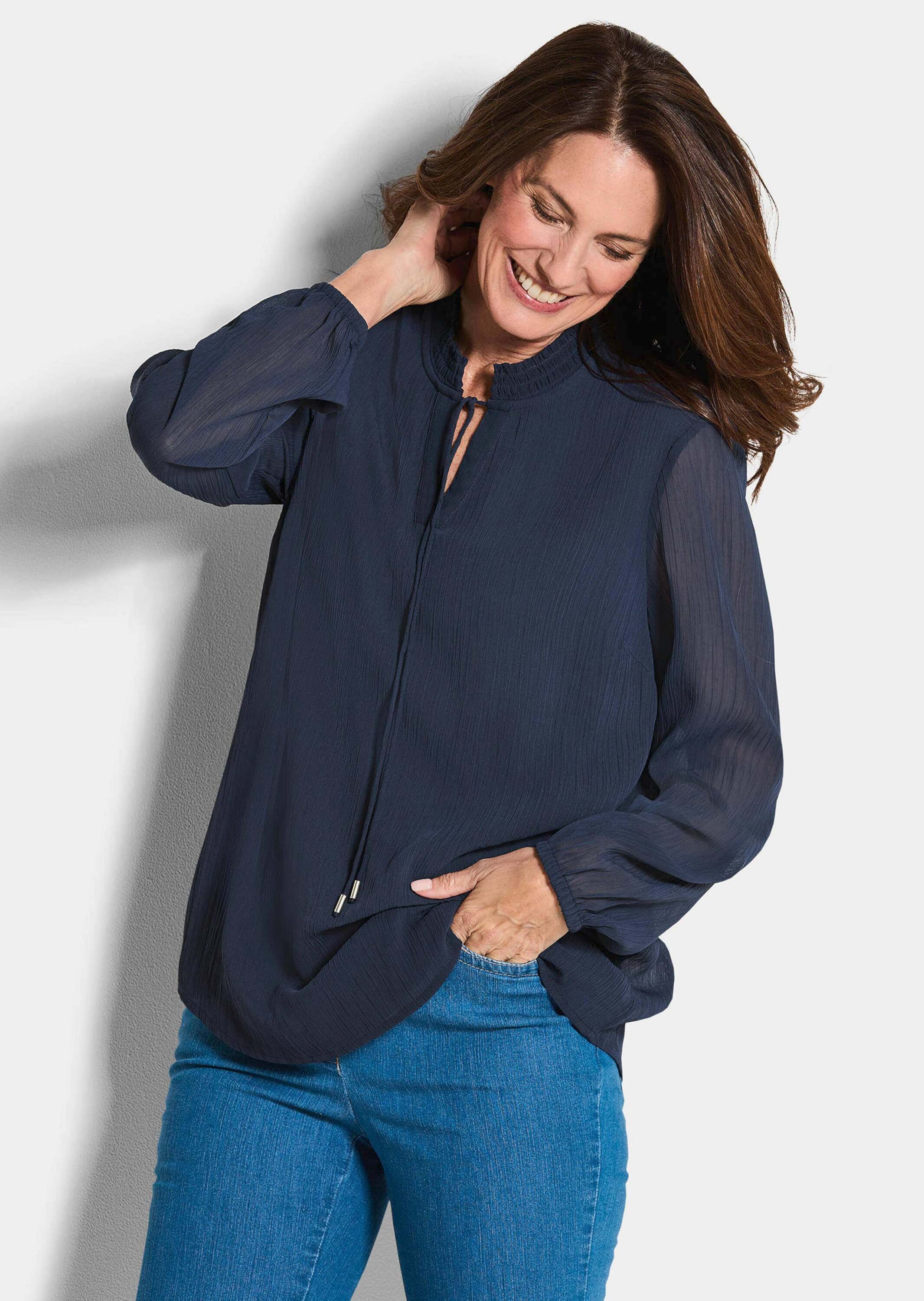 GOLDNER Chiffonbluse Chiffonbluse mit femininem Ausschnitt günstig online kaufen