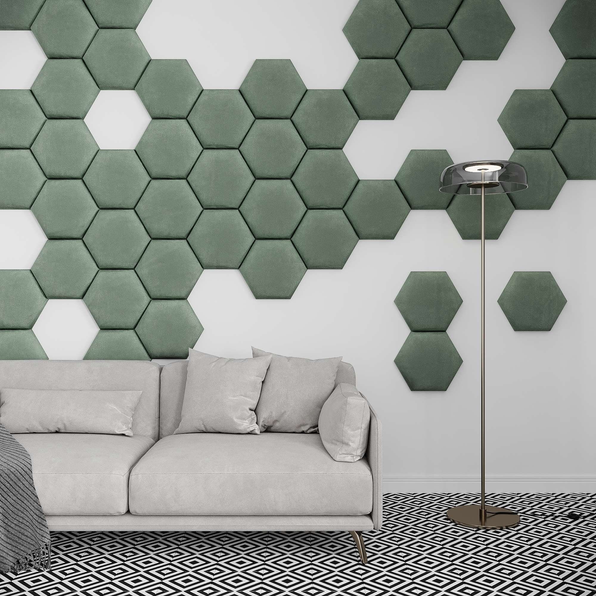 Samt Stoff gut), Schalldämmend - - softwalls Wandkissen Hexagon, St., Kopfteil (1 Wandpaneele, Mint - 5 (sehr