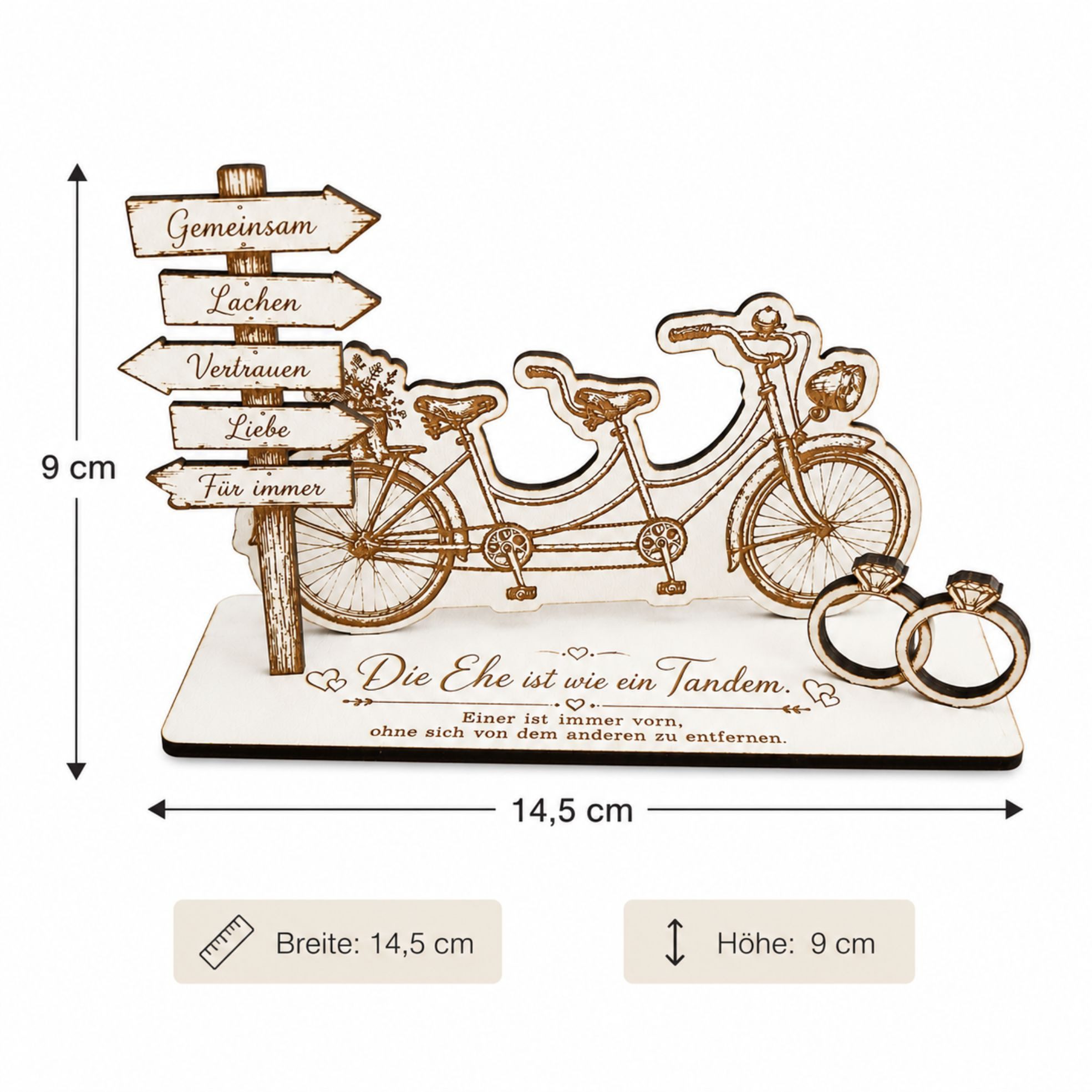Dekolando Hochzeitskarte Geldgeschenk Hochzeit Tandem mit Wegweiser und Ringen – Geschenk fürs