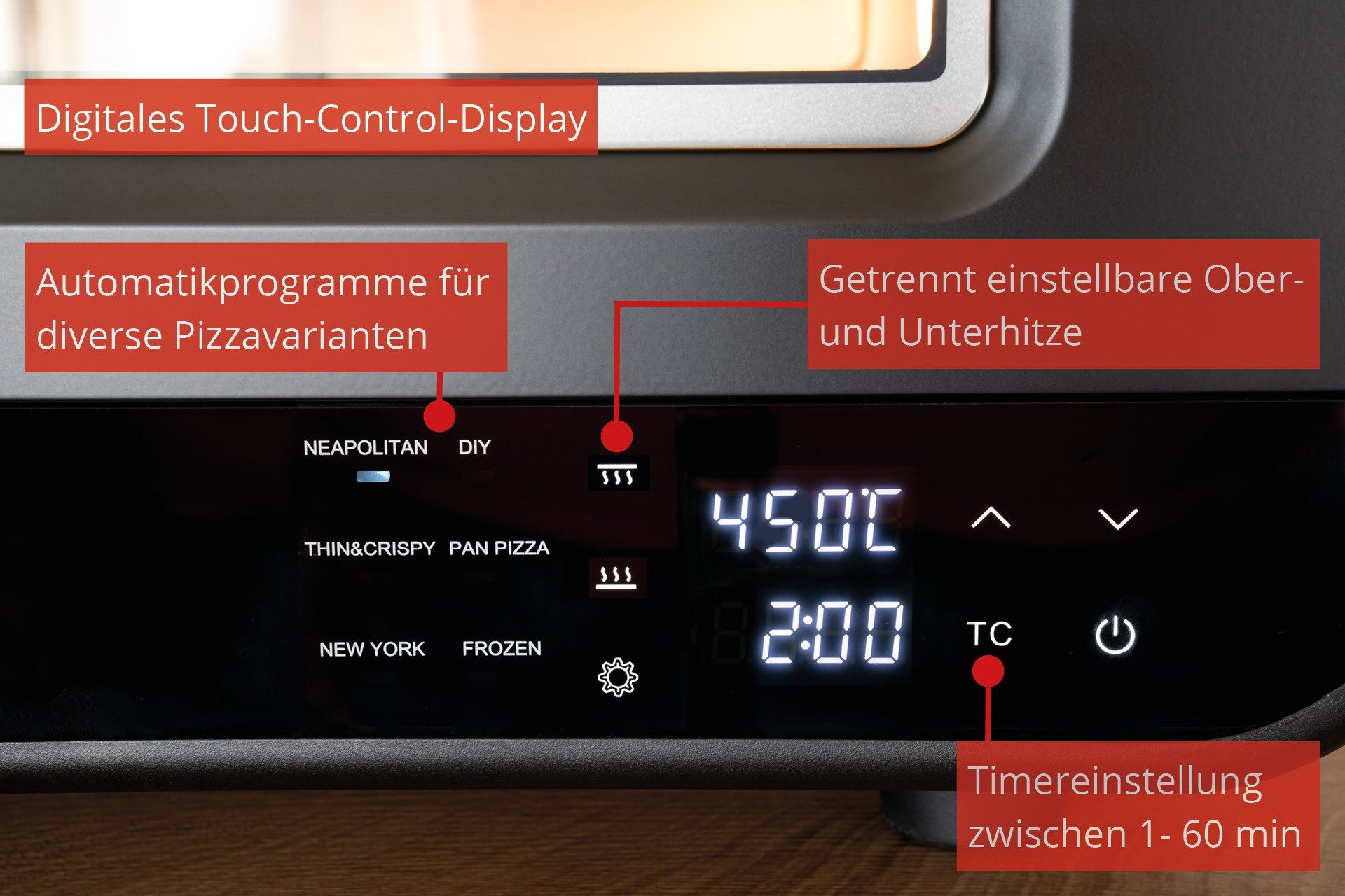 Unold Pizzaofen Don Luigi 68815, mit hitzebeständiger Türdichtung