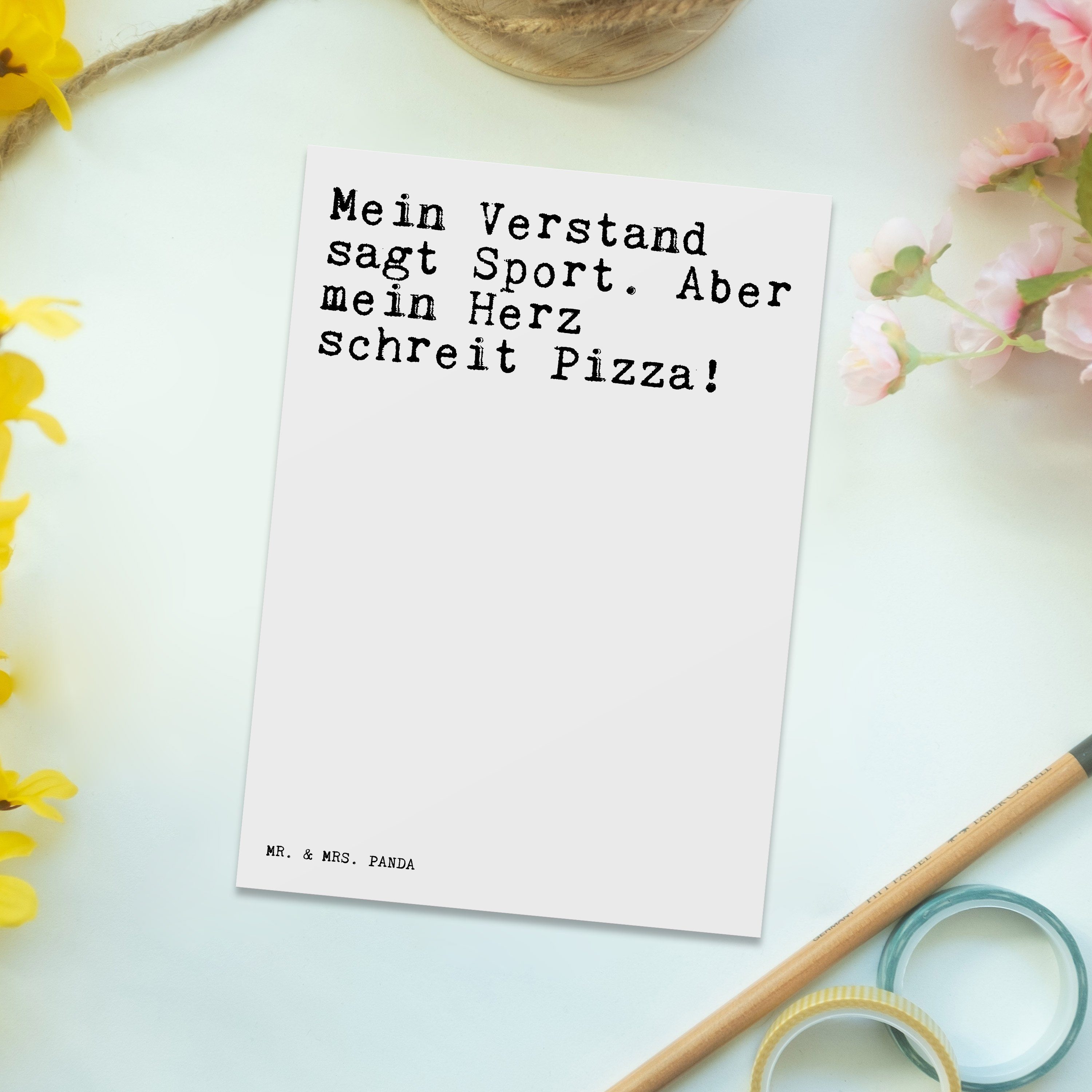 Mr. & Fitness, Mein Ansi - Postkarte Panda sagt Mrs. Geschenk, Kuchen, Sport.... Weiß - Verstand