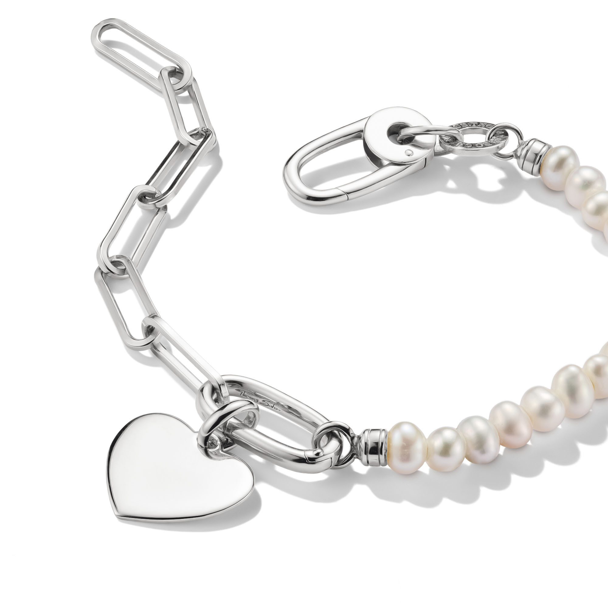 THOMAS SABO Charm-Armband Charm Club Connect: Perlen und Paperclip mit einem Connect Link, mit Süßwasserzuchtperle