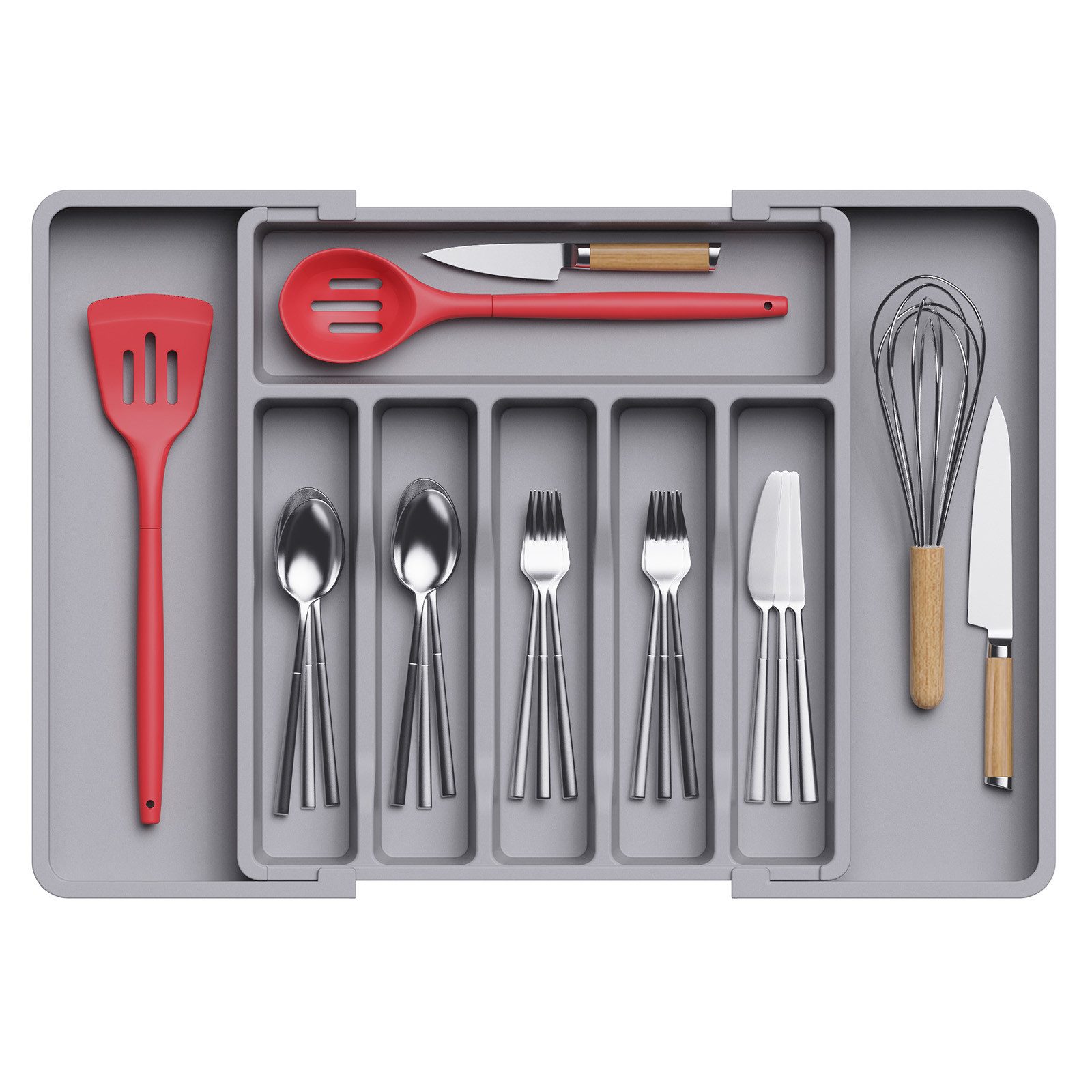 Lifewit Besteckeinsatz Besteckkasten für Schubladen, Verstellbarer Besteckh günstig online kaufen