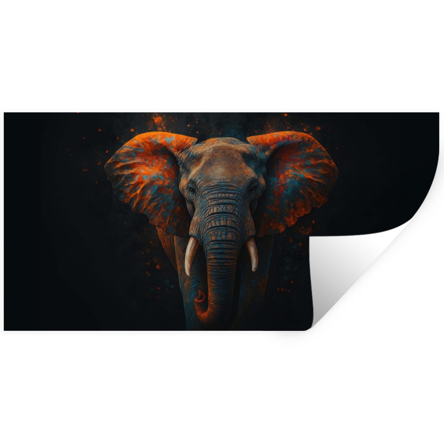MuchoWow Wandsticker Elefant - Orange - Ohren (1 St), Sticker für die Wohnzimmer und Schlafzimmer, 120x60 cm
