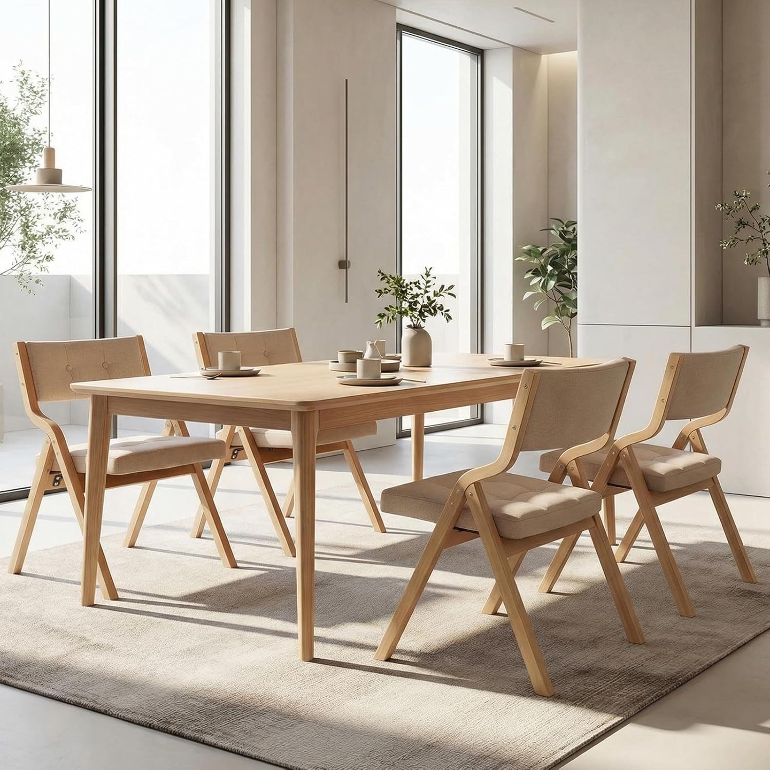 TLGREEN Klappstuhl,Küchenstuhl mit gepolstertem Sitz, (4 St), ergonomisch, platzsparend, rutschfest & stabil