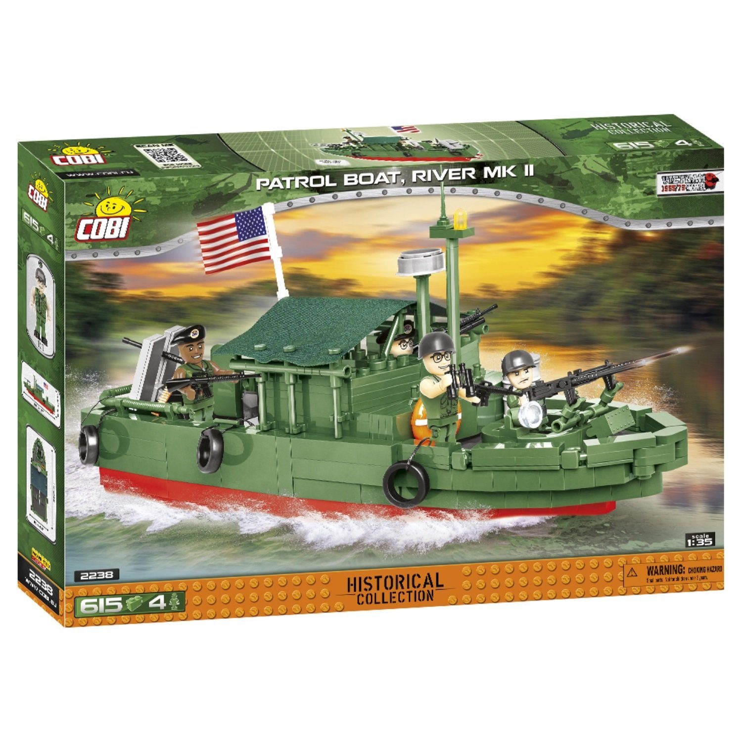 COBI Spiel 2238 Patrol Boat River Vietnam War Militär Boot, Bausteinset Bausatz, Maßstab 1:35