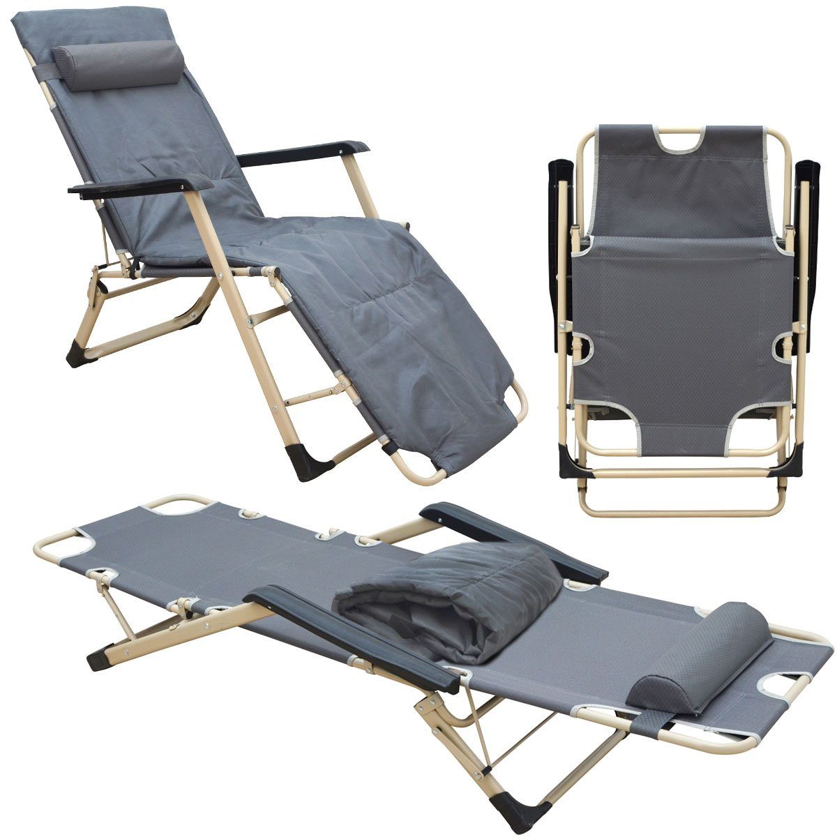 AMANKA Gartenliege 178x65 cm Garten Liegestuhl Klappbar Outdoor, Relaxliege Gartenstuhl Campingliege