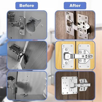 Olotos Möbelbeschlag Scharniere Scharnier Schrankscharniere Küchenschrank Türscharniere (8 St), reparaturset Reparaturplatten mit Schrauben für Schrank Möbel Fenster