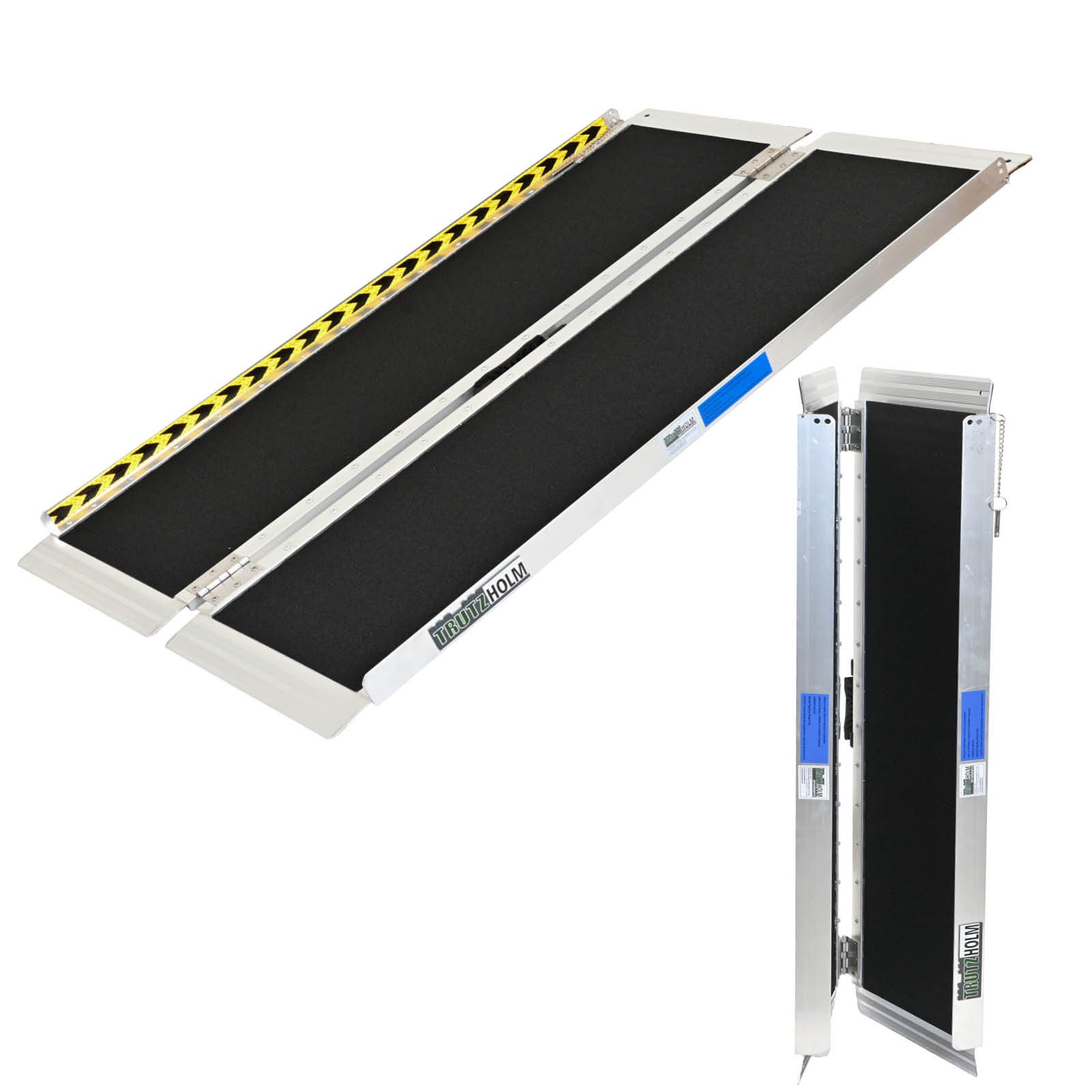 TRUTZHOLM Auffahrrampe Rollstuhlrampe klappbar 122cm Traglast 272kg Alu grau (Stück, 1-St), schwarz beschichtet