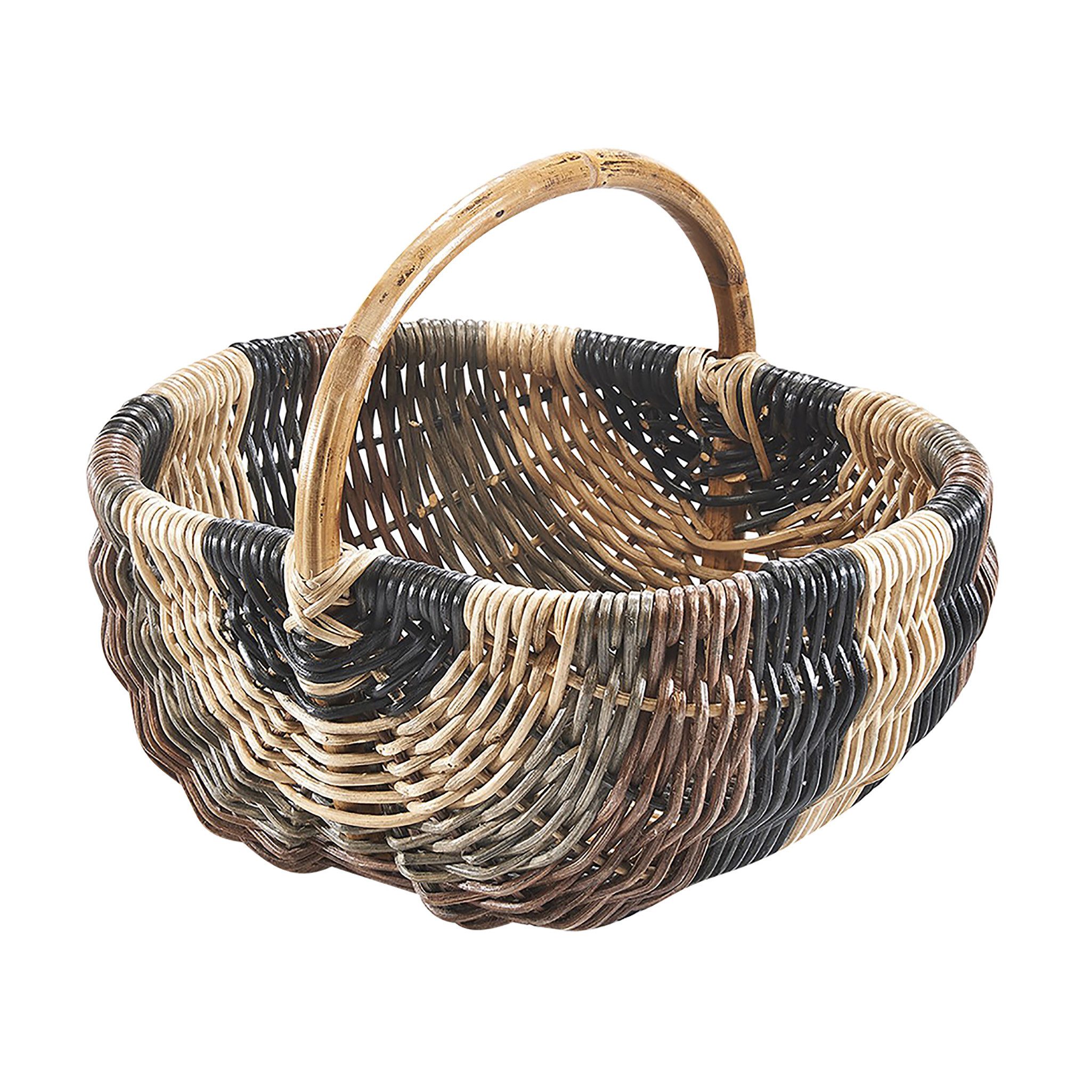 Kobolo Einkaufskorb Rattankorb Henkelkorb in multicolor hellbraun