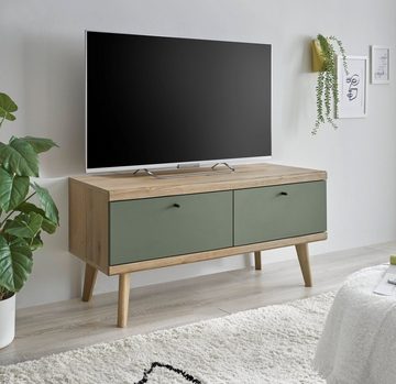Furn.Design Lowboard Juna (TV Board in Evoke Eiche mit Salbeigrün, 107 x 50 cm), skandinavisches Design