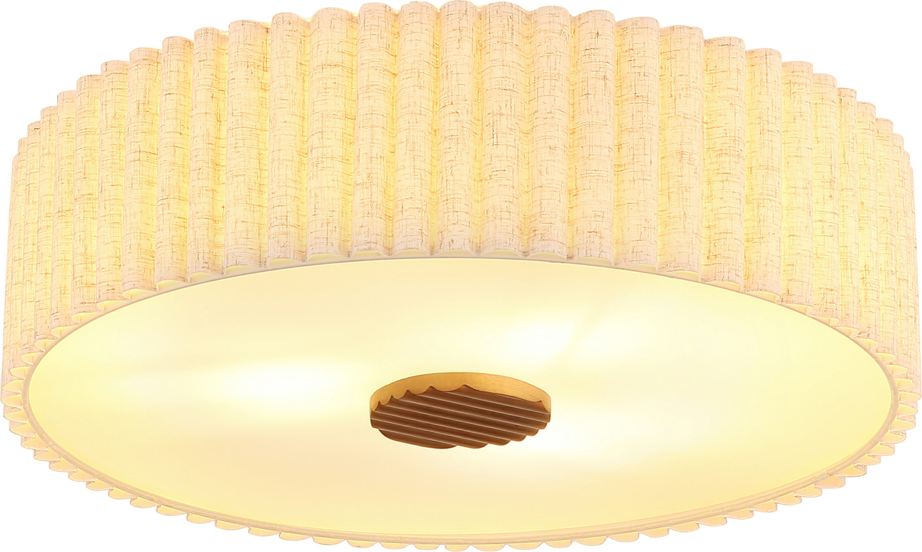 GLOBO LIGHTING Deckenleuchte JANNIE, ohne Leuchtmittel, Runde Deckenleuchte mit Holz & Leinen, warm & gemütlich