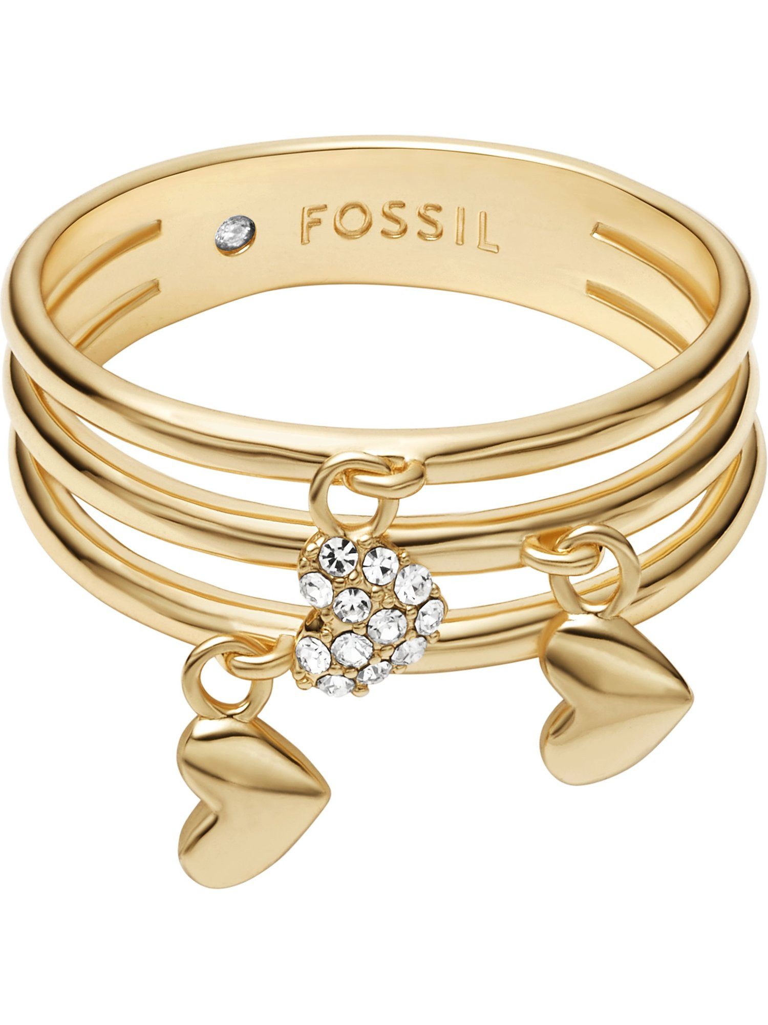 Fossil Fingerring Fossil Damen-Damenring Metall Glasstein, Glasstein günstig online kaufen