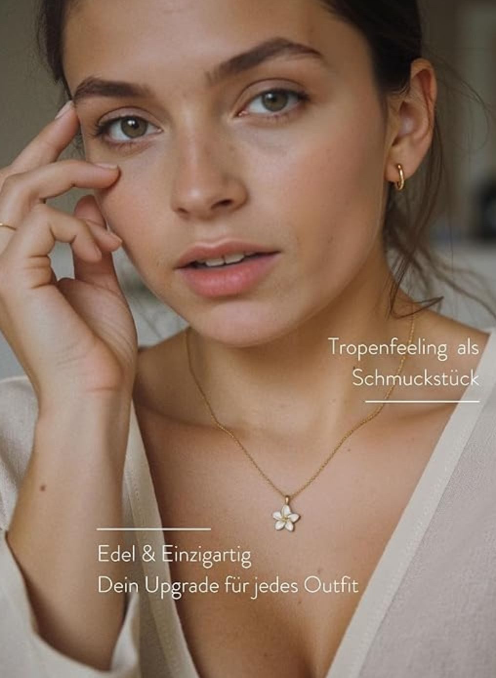 Einzelstück Kette mit Anhänger Halskette Frangipani mit Monoi Anhänger