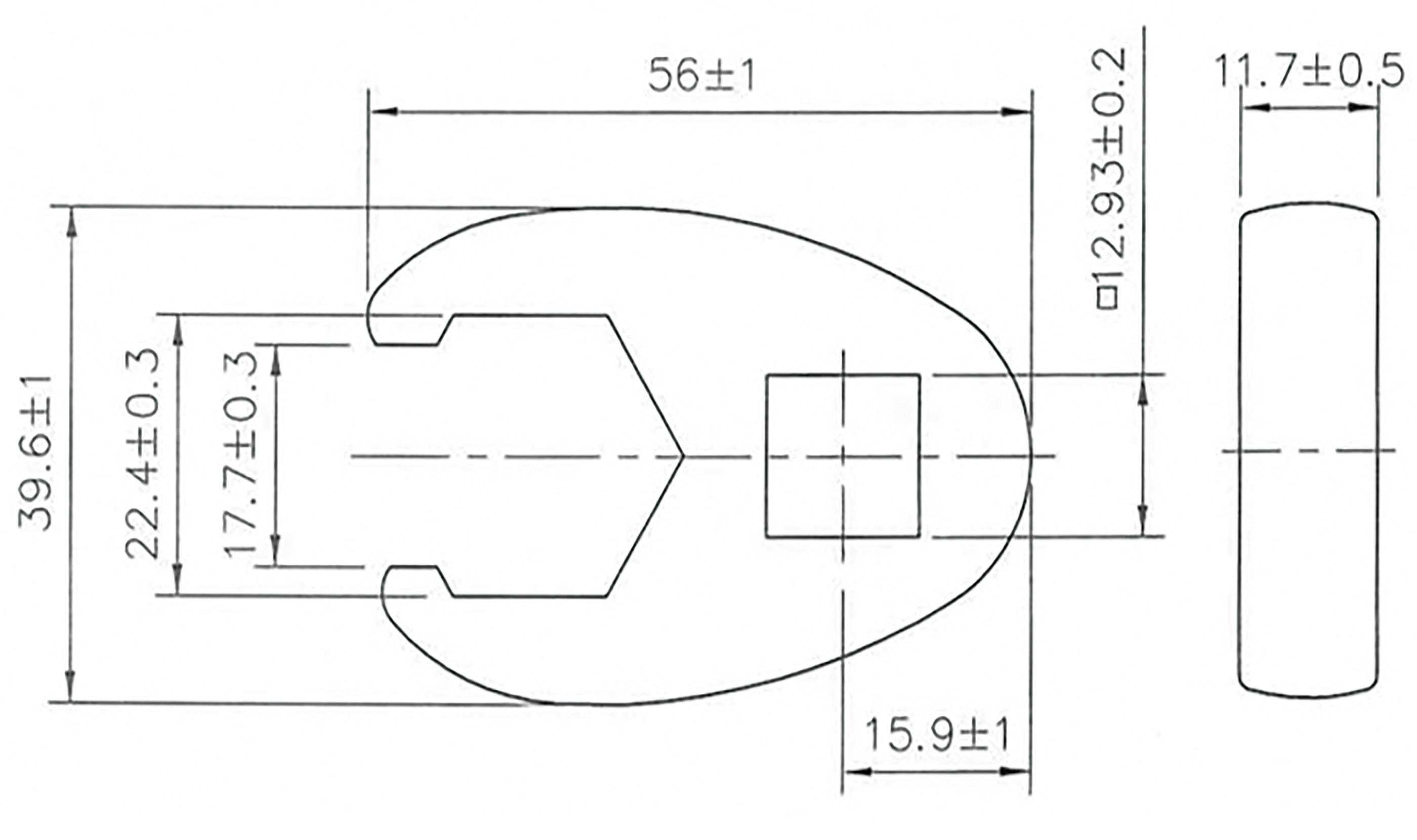 12,5 mm BGS Innenvierkant technic mm Antrieb (1/2), SW Stecknuss Hahnenfußschlüssel, 22